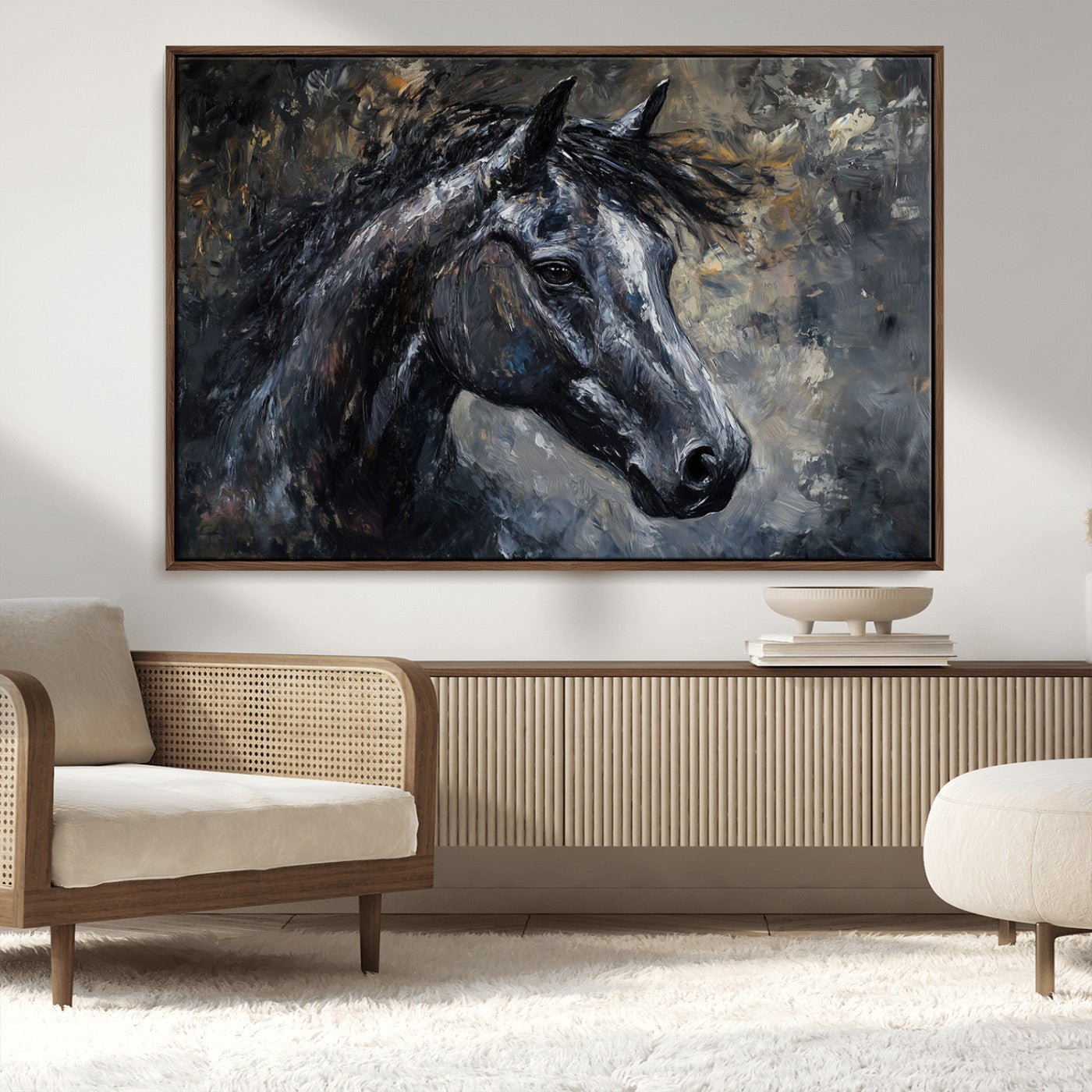 MGV-FC-36X24 - Large Abstract Horse Wall Art Canvas Print | Farmhouse Wall Decor | Rustic Horse Art | Western Cabin