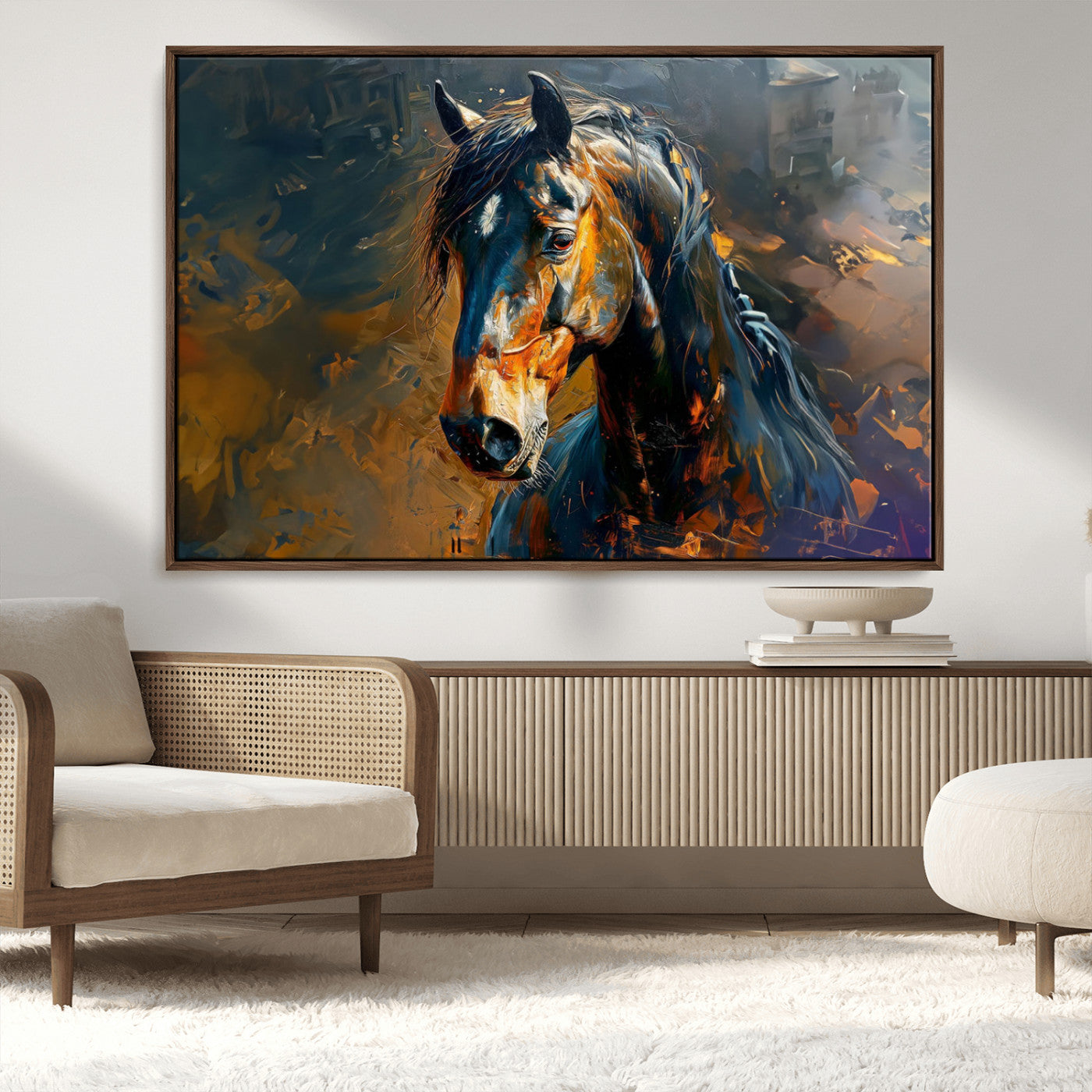 MGV-FC-36X24 - Abstract Horse Wall Art Canvas Print | Farmhouse Wall Decor | Western Cabin Art | Rustic Horse Decor
