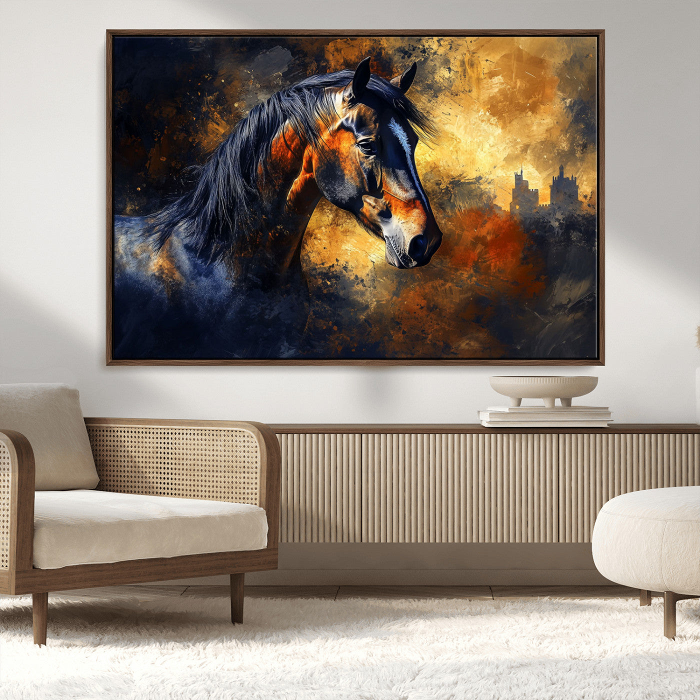 MGV-FC-36X24 - Abstract Horse Art Print - Abstract Canvas Wall Art | Perfect for Rustic Farmhouse, Modern, or