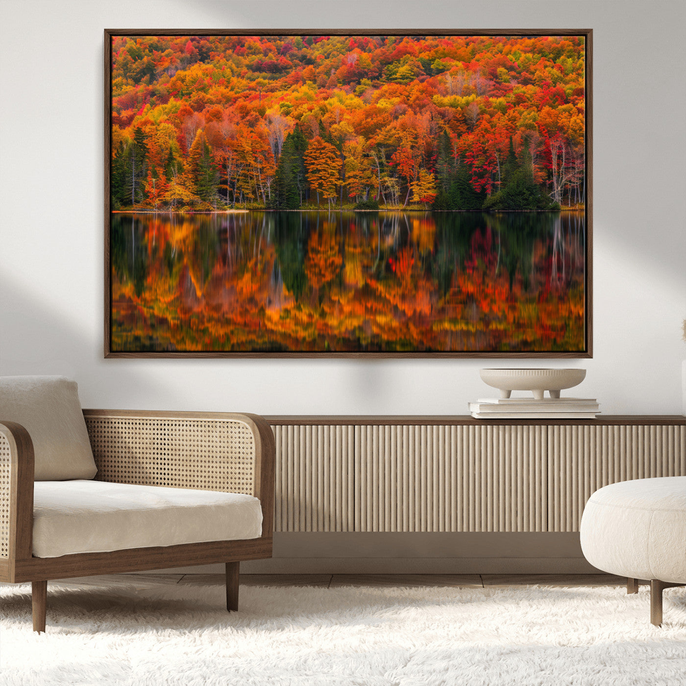 MGV-FC-36X24 - Fall Foliage Wall Art - Autumn Reflection Canvas Print, Stunning Fall Foliage Wall Art, Serene Lake