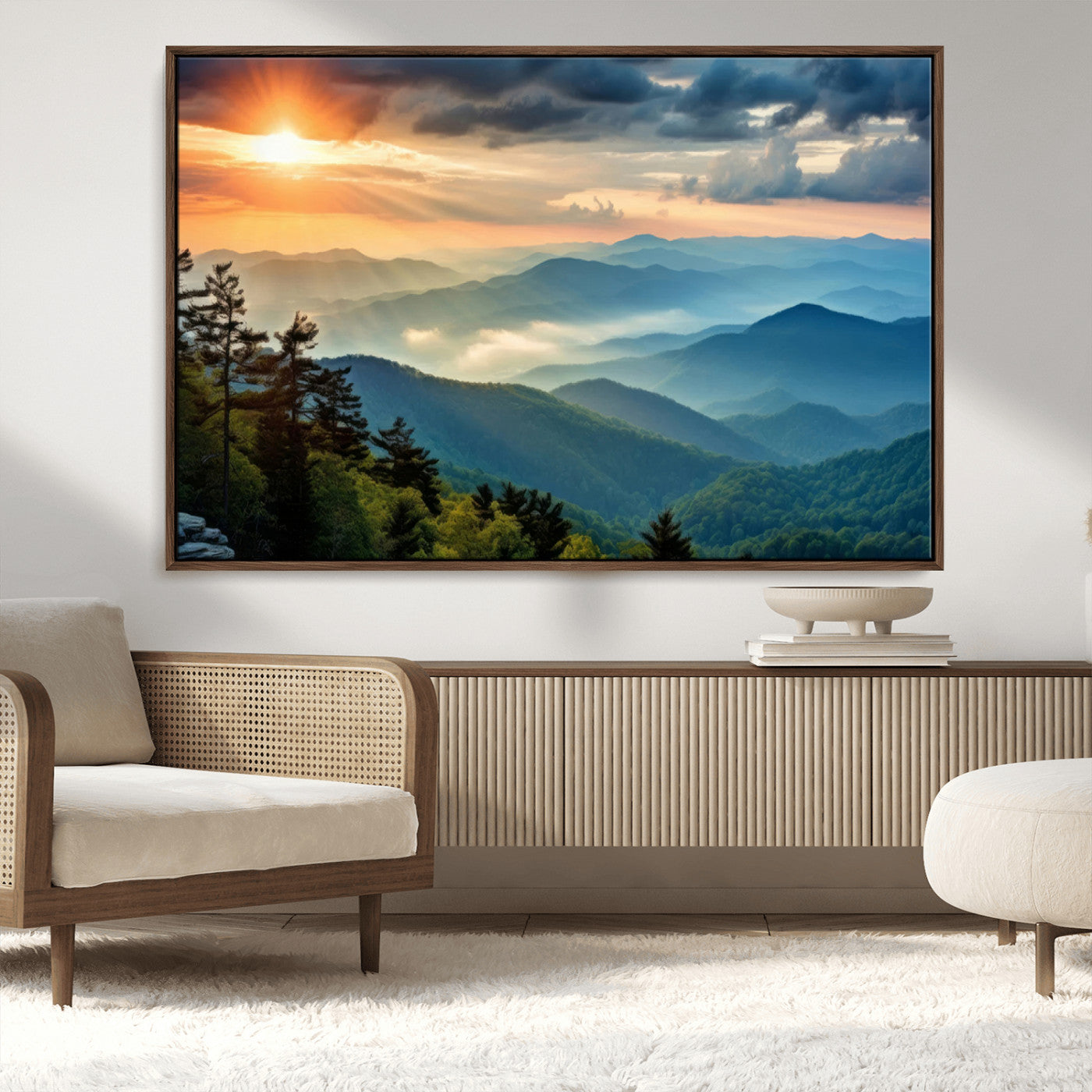 MGV-FC-36X24 - Sunrise Over Mountain Range Wall Art Canvas Print, Farmhouse Wall Decor, Cabin Wall Art