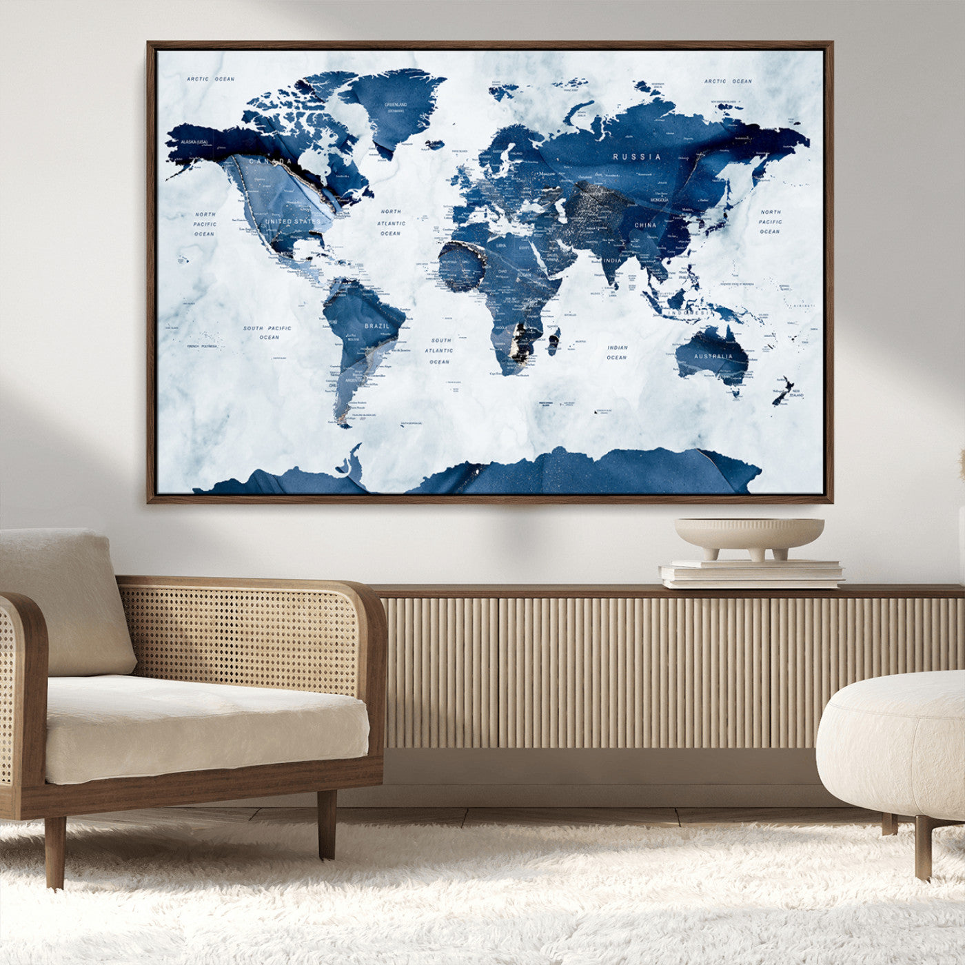 MGV-FC-36X24 - Push Pin World Map Canvas Print – Framed Wall Art for Couples to Track Their Travels – Anniversary