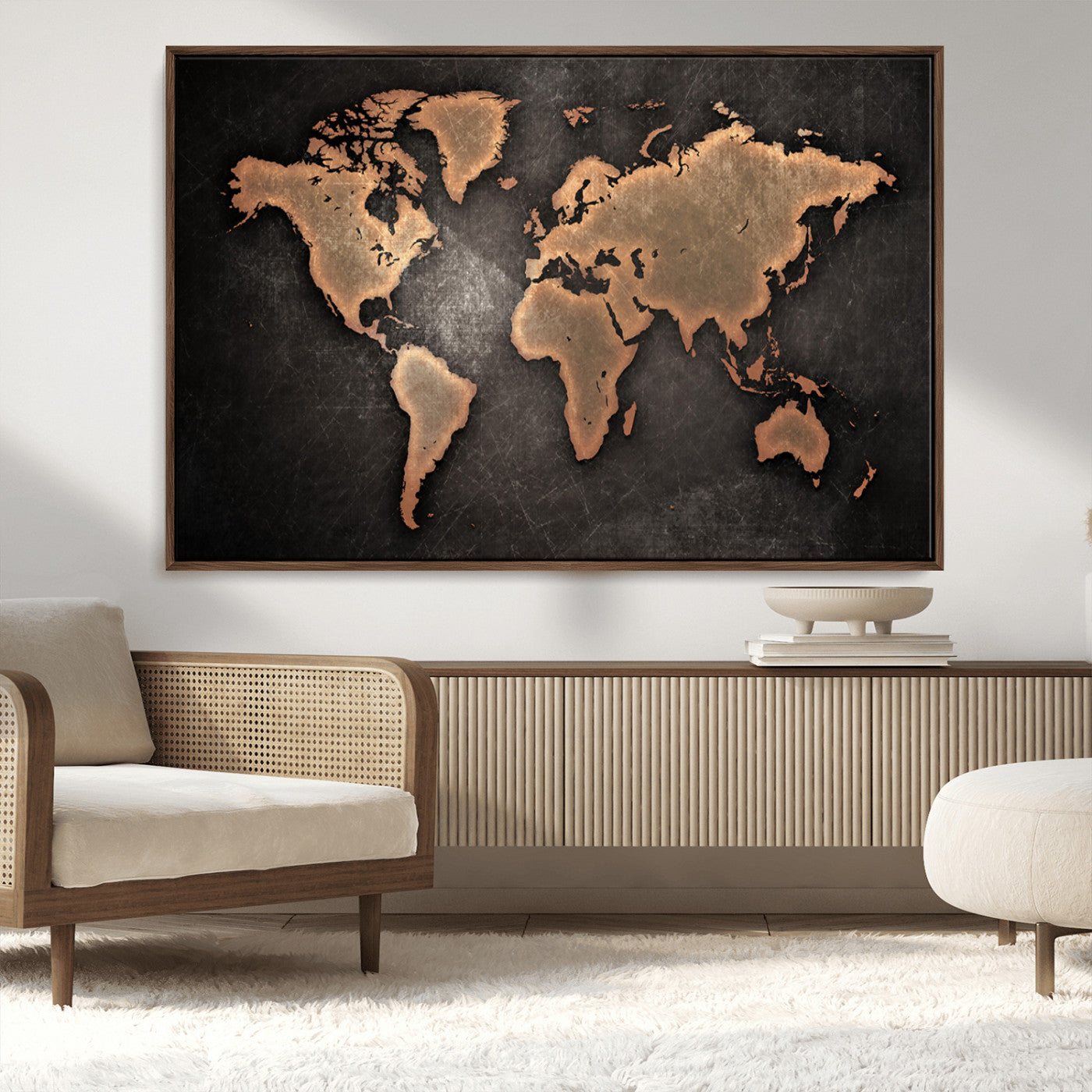 MGV-FC-36X24 - Push Pin World Map Canvas Print – Framed Wall Art for Couples to Track Their Travels – Anniversary