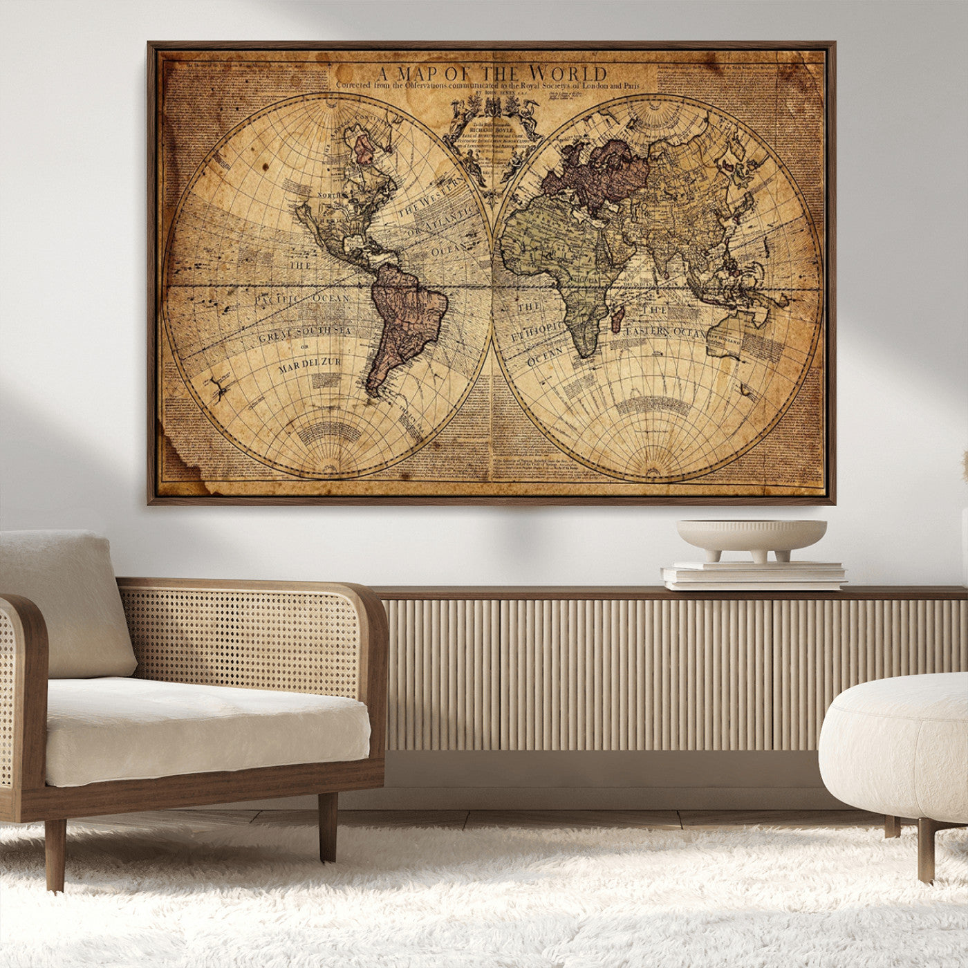 MGV-FC-36X24 - Push Pin World Map Canvas Print – Framed Wall Art for Couples to Track Their Travels – Anniversary