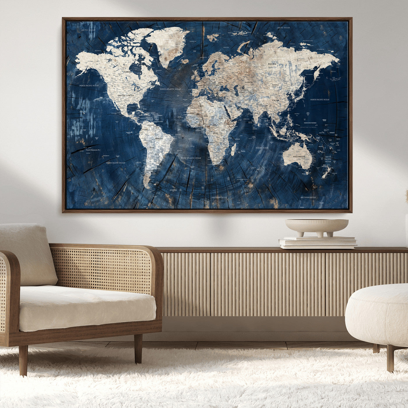MGV-FC-36X24 - Push Pin World Map Canvas Print – Framed Wall Art for Couples to Track Their Travels – Anniversary