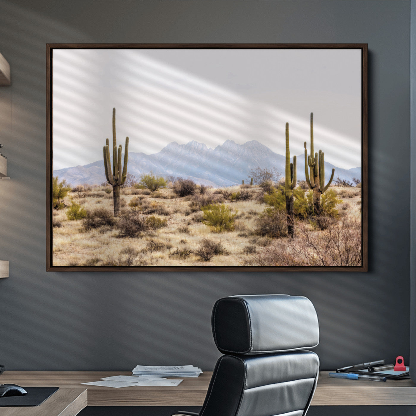 97436-MGV-CV-36X24-Arizona Desert Wall Art Print | Arizona Desert Canvas Print with Saguaro Cacti | Southwestern Landscape Wall Art | Framed Farmhouse Decor