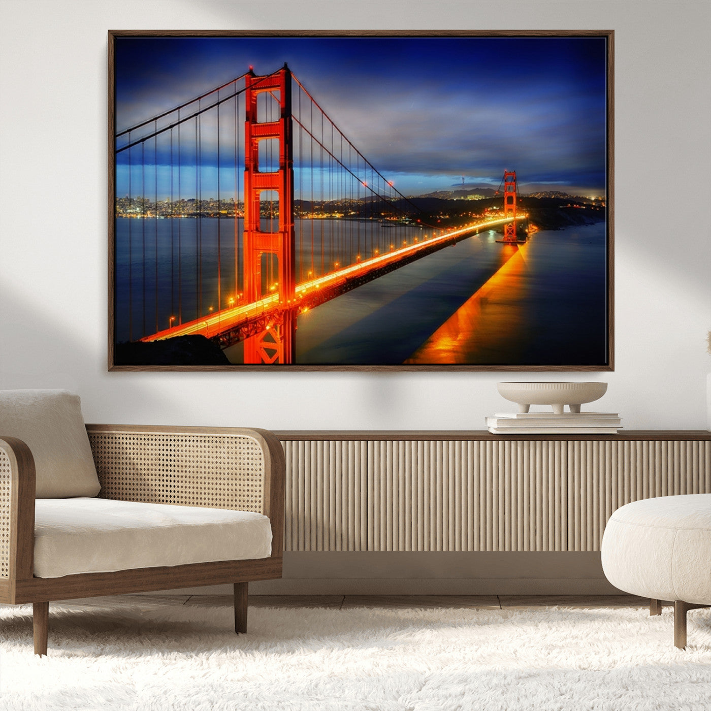 MGV-FC-36X24 - Large Wall Art San Francisco Canvas Print - Wonderful Golden Gate Bridge at Twilight