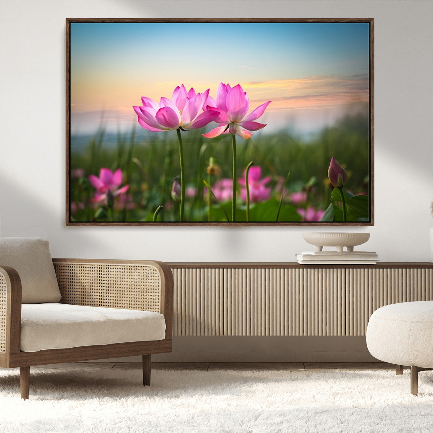 MGV-FC-36X24 - Pink Flower on the Mountain Canvas Print, Framed Pink Flower Canvas Wall Art
