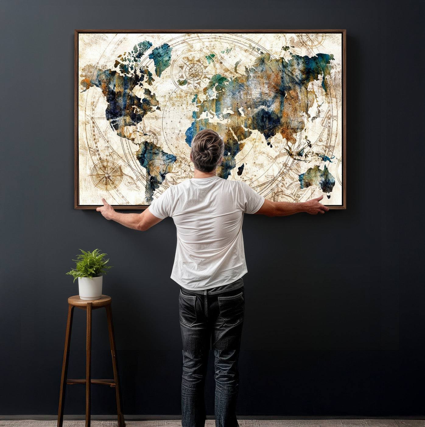 10554-MGV-CV-36X24 - Abstract World Map Art Print Canvas Print