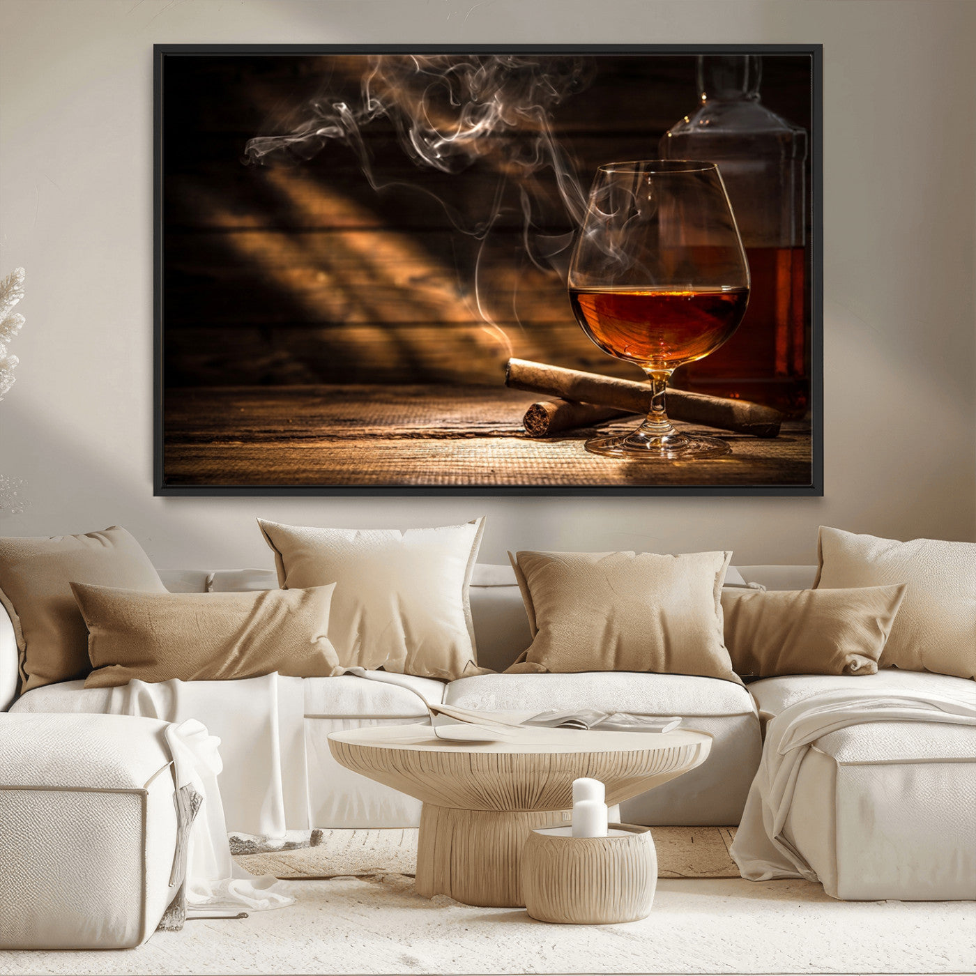 MGV-FC-36X24 - Whiskey and Cigar Wall Art Canvas Print