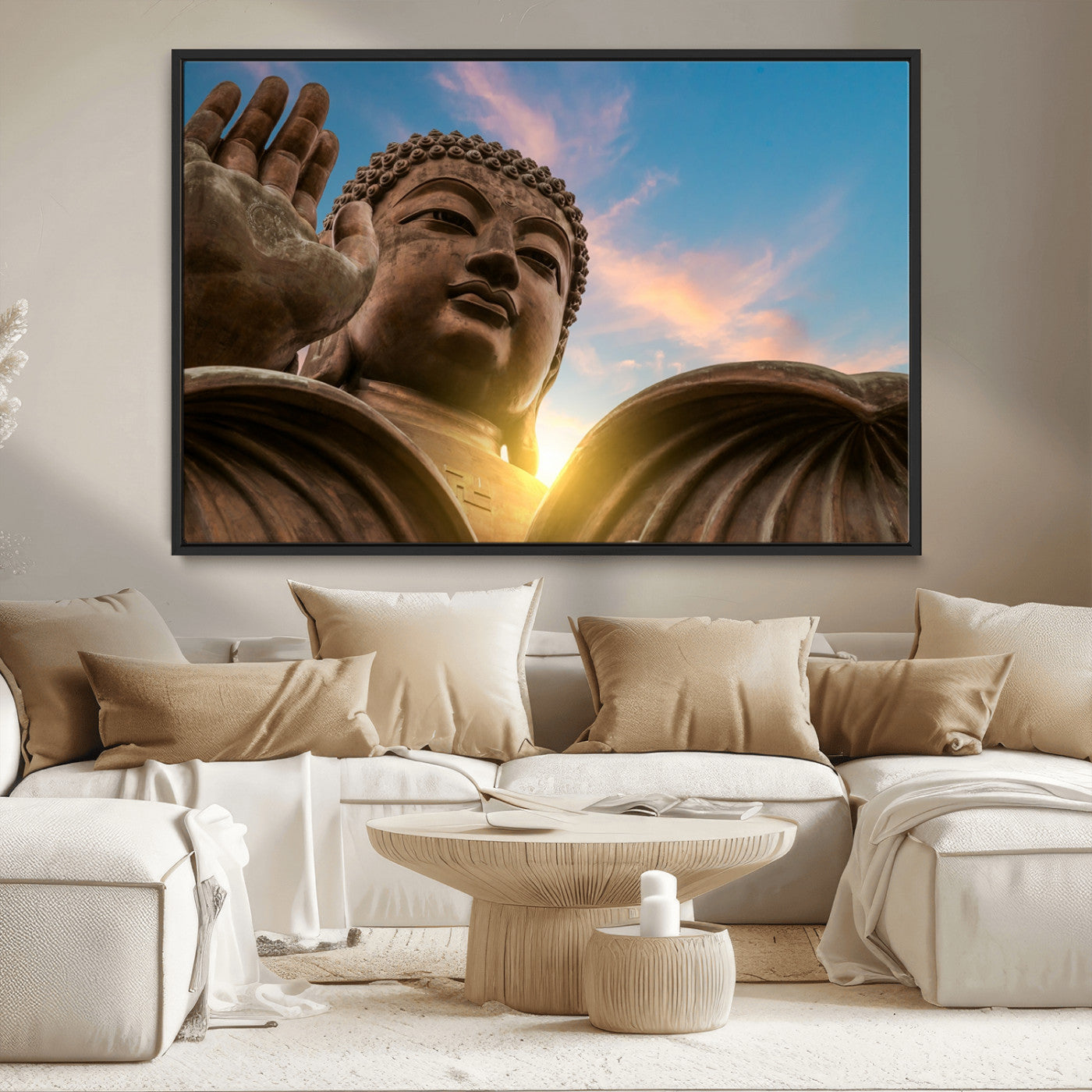 MGV-FC-36X24 - Buddha Statue and Daylight Wall Art, Buddha Statue Wall Art Canvas Print