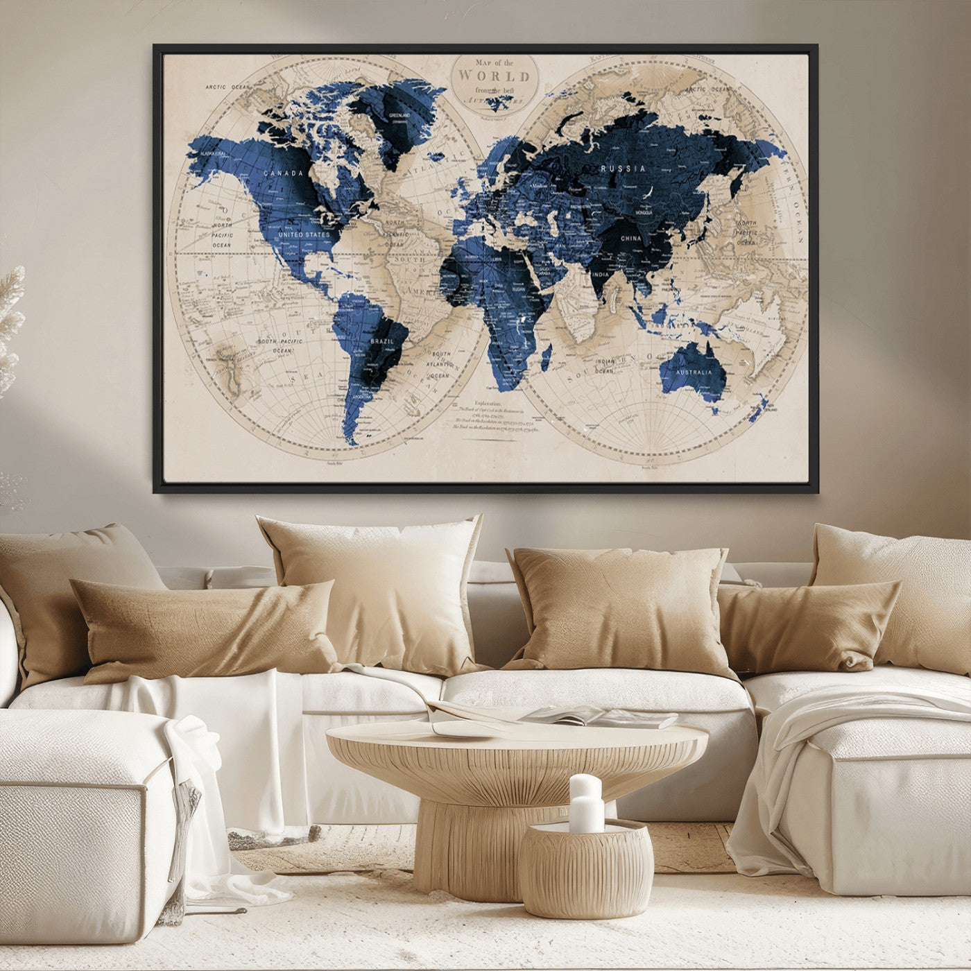MGV-FC-36X24 - World Map Wall Art Canvas Print for Home and Office Decor