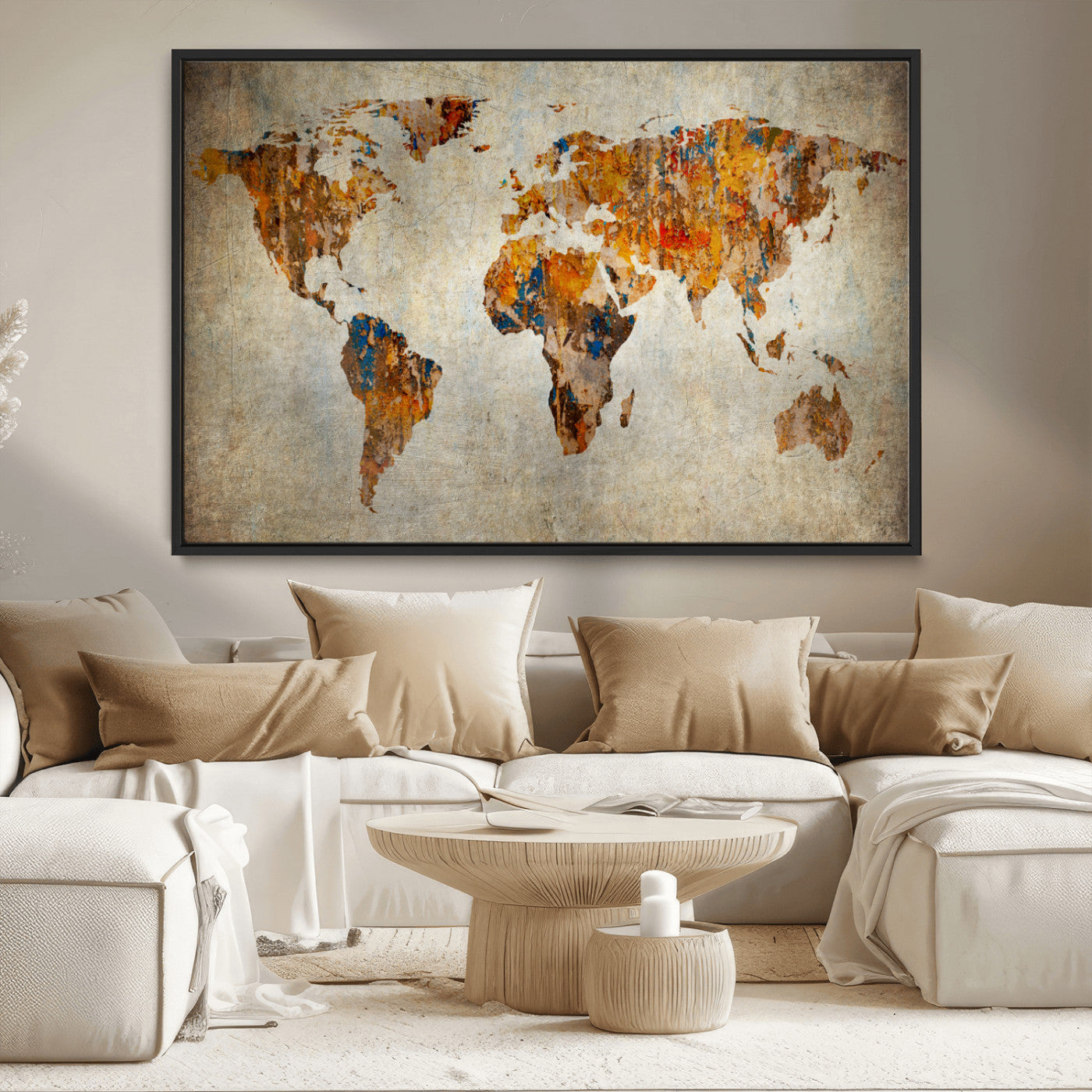 MGV-FC-36X24 - Push Pin World Map Canvas Print – Framed Wall Art for Couples to Track Their Travels – Anniversary