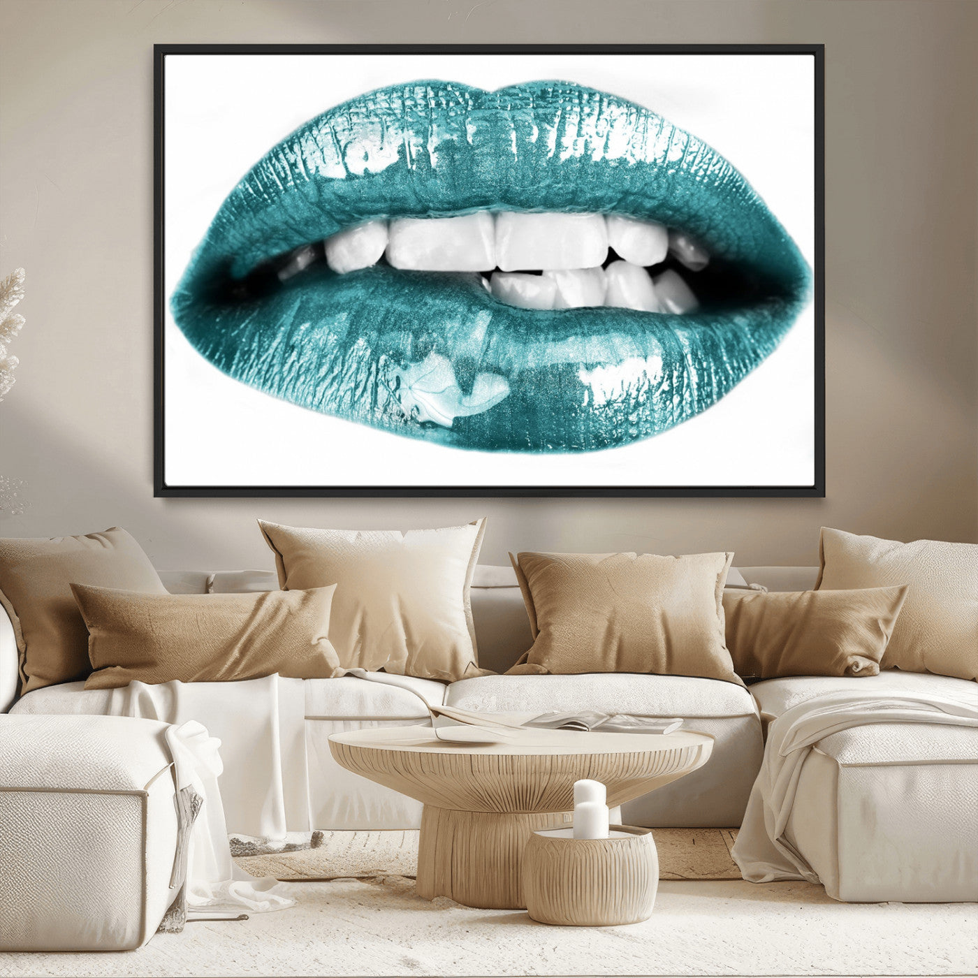 MGV-FC-36X24 - Blue Lips Wall Art Canvas Print