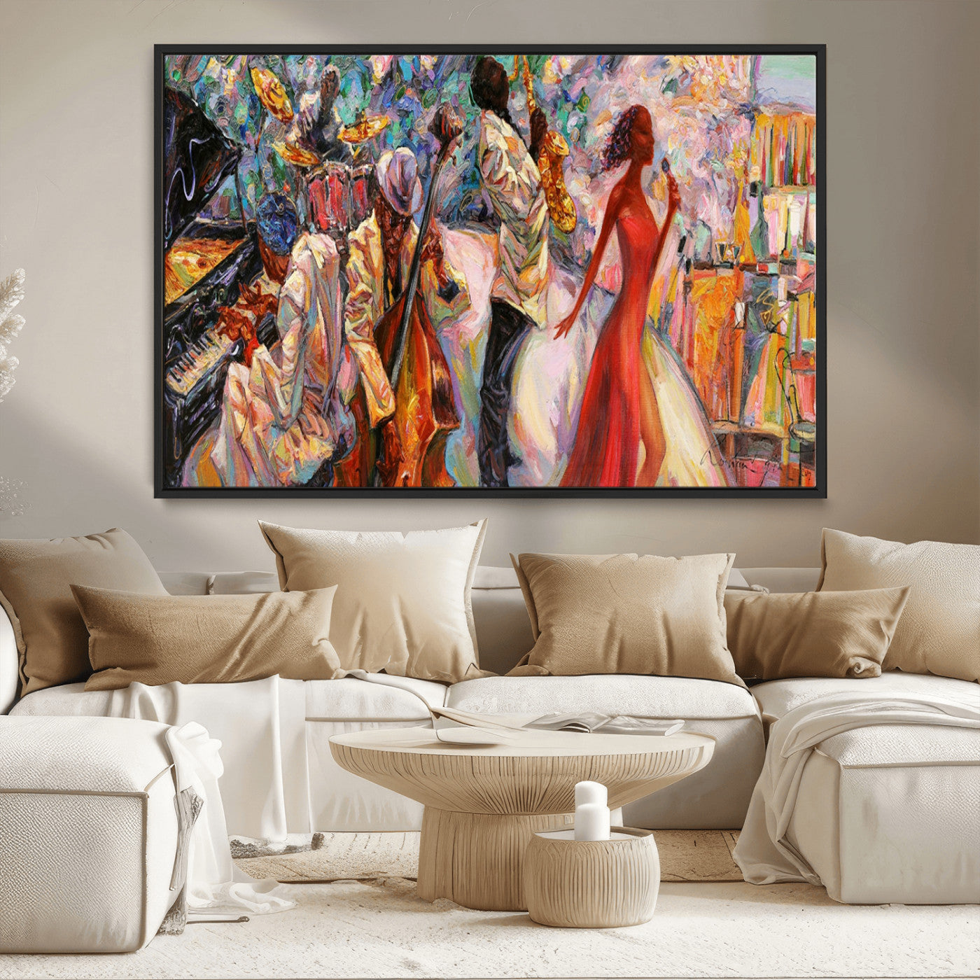 MGV-FC-36X24 - Abstract Afro American Jazz Canvas Wall Art | Music-Inspired Painting for Dining Room, Living Room,