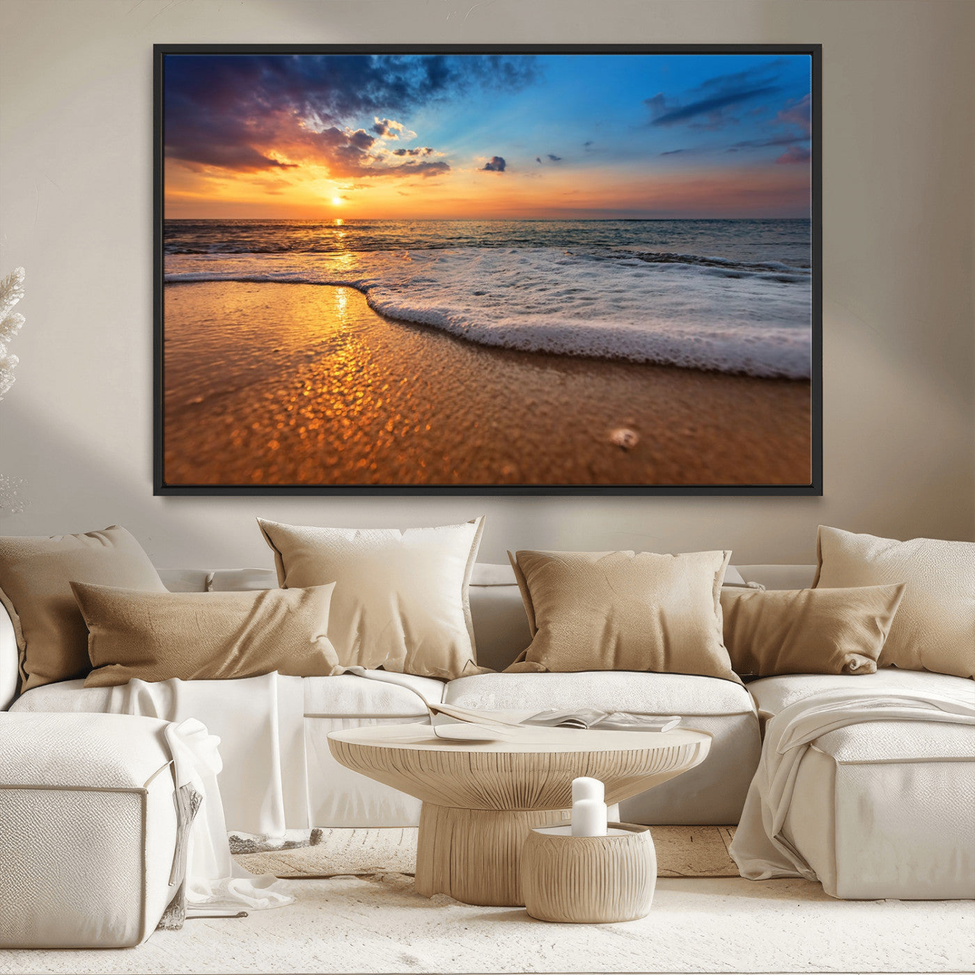 MGV-FC-36X24 - Sunset and Beach at Night Wall Art Canvas Print