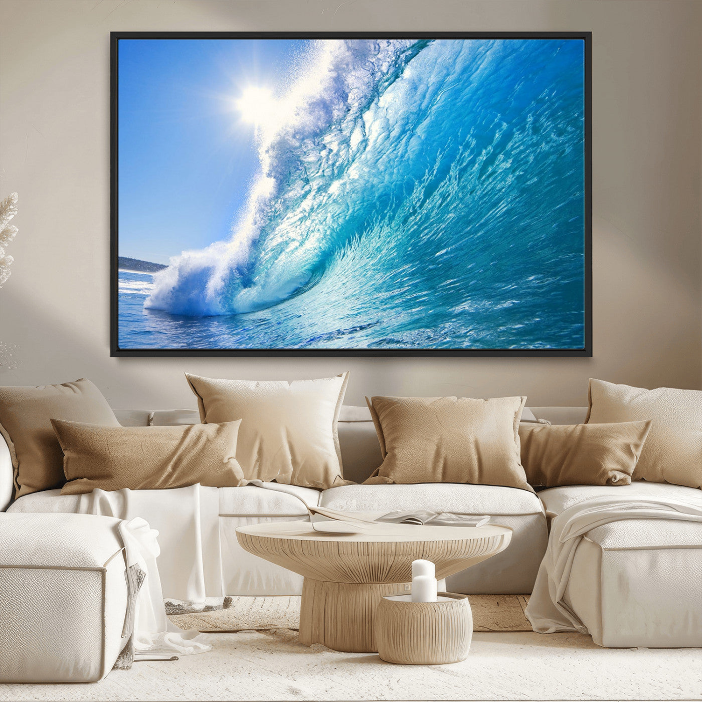 MGV-FC-36X24 - Blue Big Wave Surfing Ocean Canvas Wall Art Artwork Print , Surf Wall Art, Sea Wall Art