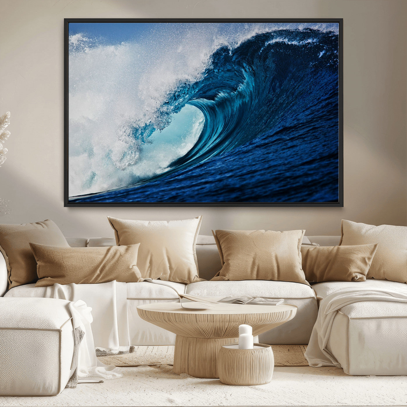 MGV-FC-36X24 - Ocean Wave at Sunset Canvas Art, Large Wall Print of Vibrant Water Waves, Coastal Art for Living Room and Dining Room Decor