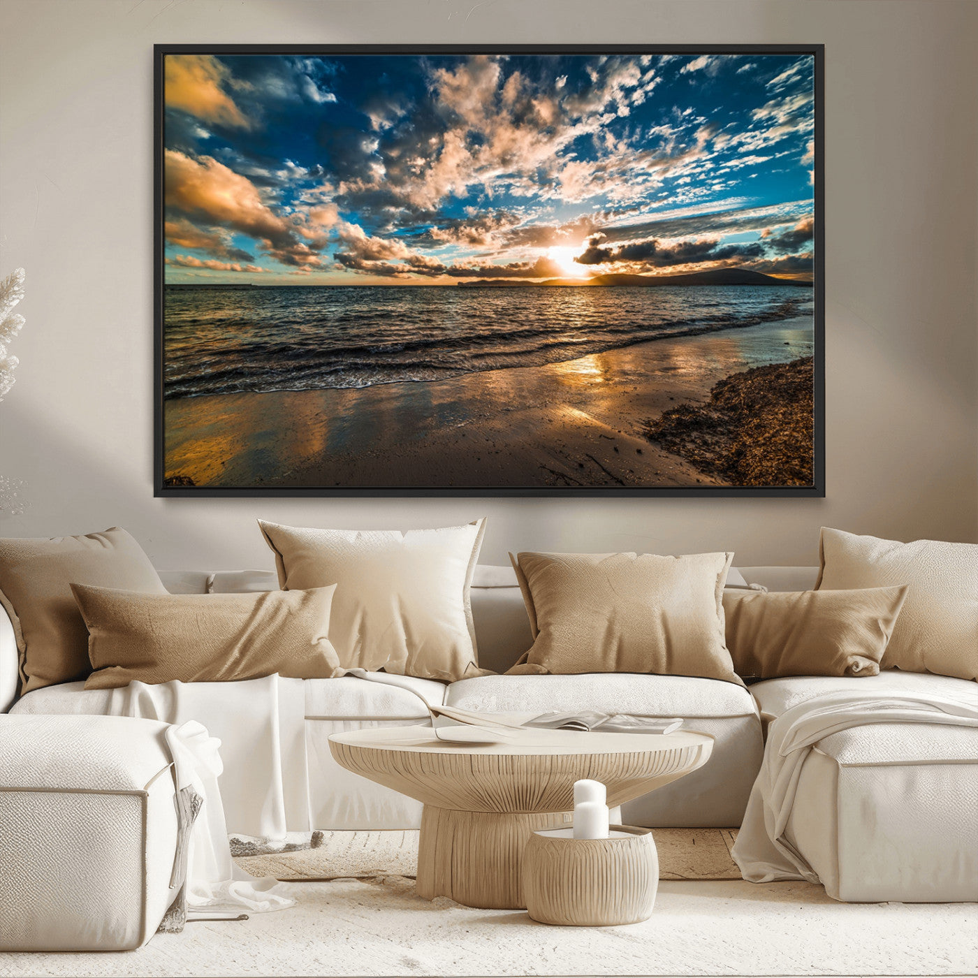 MGV-FC-36X24 - Beach Wall Art - Stunning Ocean Sunset Canvas Print with Coastal Design for Elegant and Relaxing