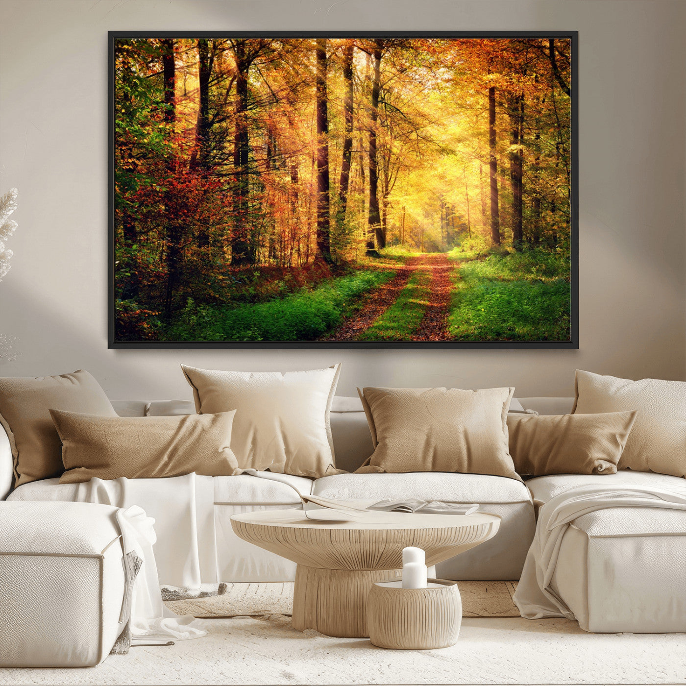 MGV-FC-36X24 - Forest Fall Wall Art Print - Sunlight Through Trees Wall Art Canvas Print