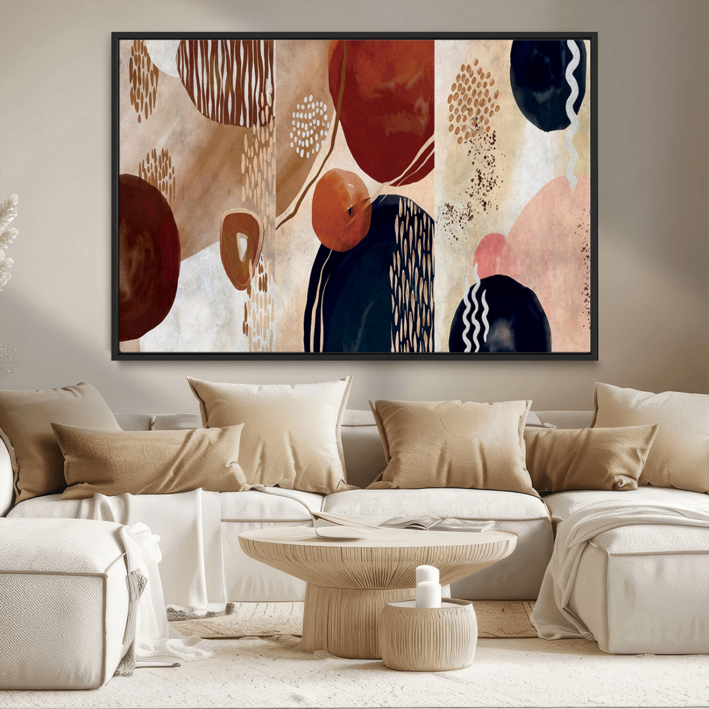 MGV-FC-36X24 - Boho Wall Art Canvas Print Set Mid-Century Prints Bohemian Wall Artwork Prints Boho Neutral