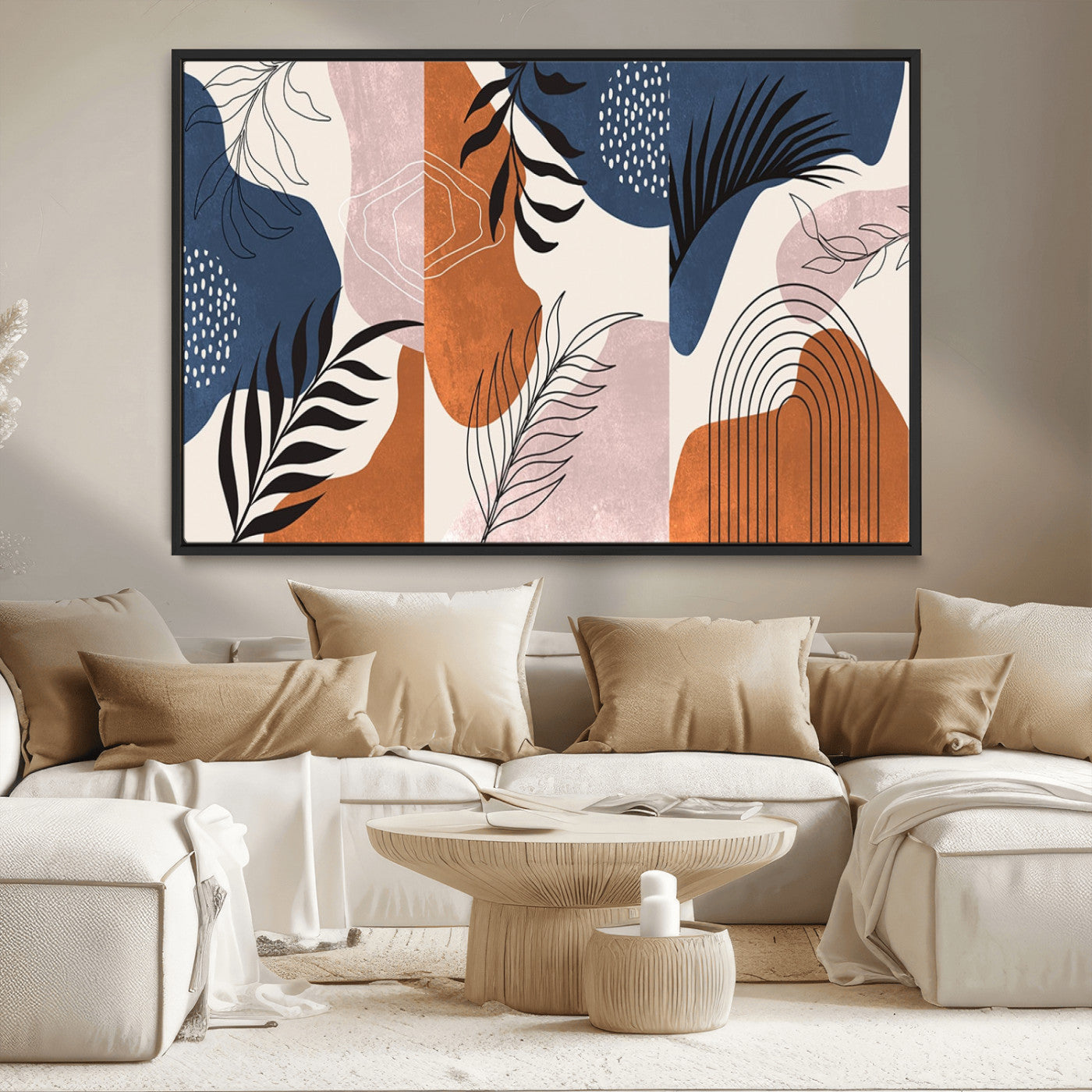 MGV-FC-36X24 - Boho Wall Art Canvas Print Set Mid-Century Prints Bohemian Wall Artwork Prints Boho Neutral,