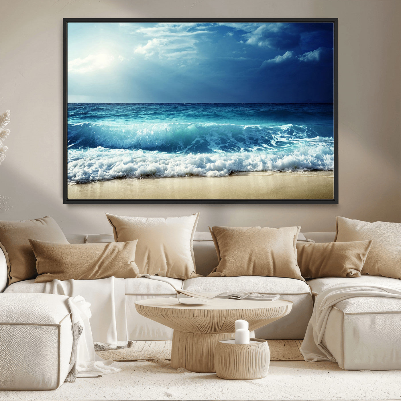 MGV-FC-36X24 - Majestic Ocean Wave Wall Art Canvas | 3 Panel Large Seascape Print for Living Room, Bedroom, Office Decor, Ready to Hang