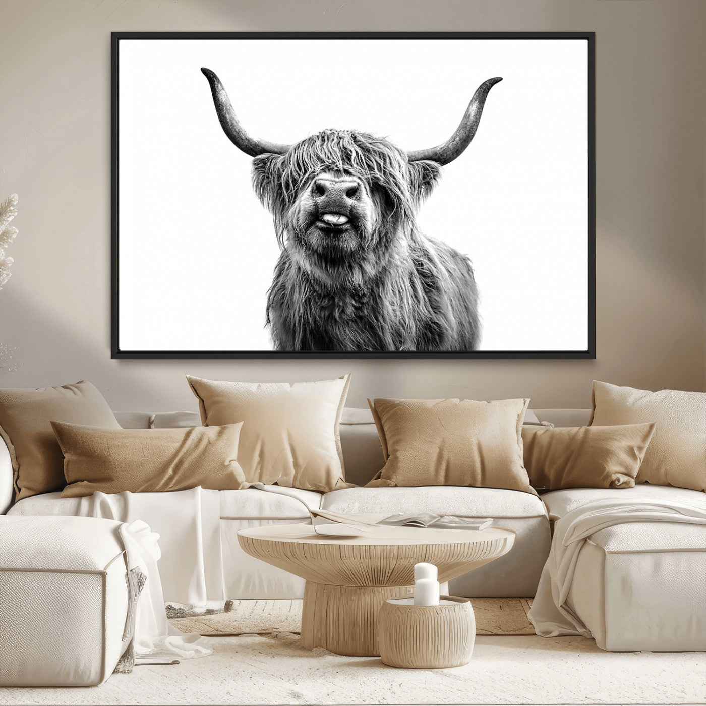 MGV-FC-36X24 - Fanny Scottish Highland Cow Cattle Art Print Farmhouse Wall Art Canvas Print