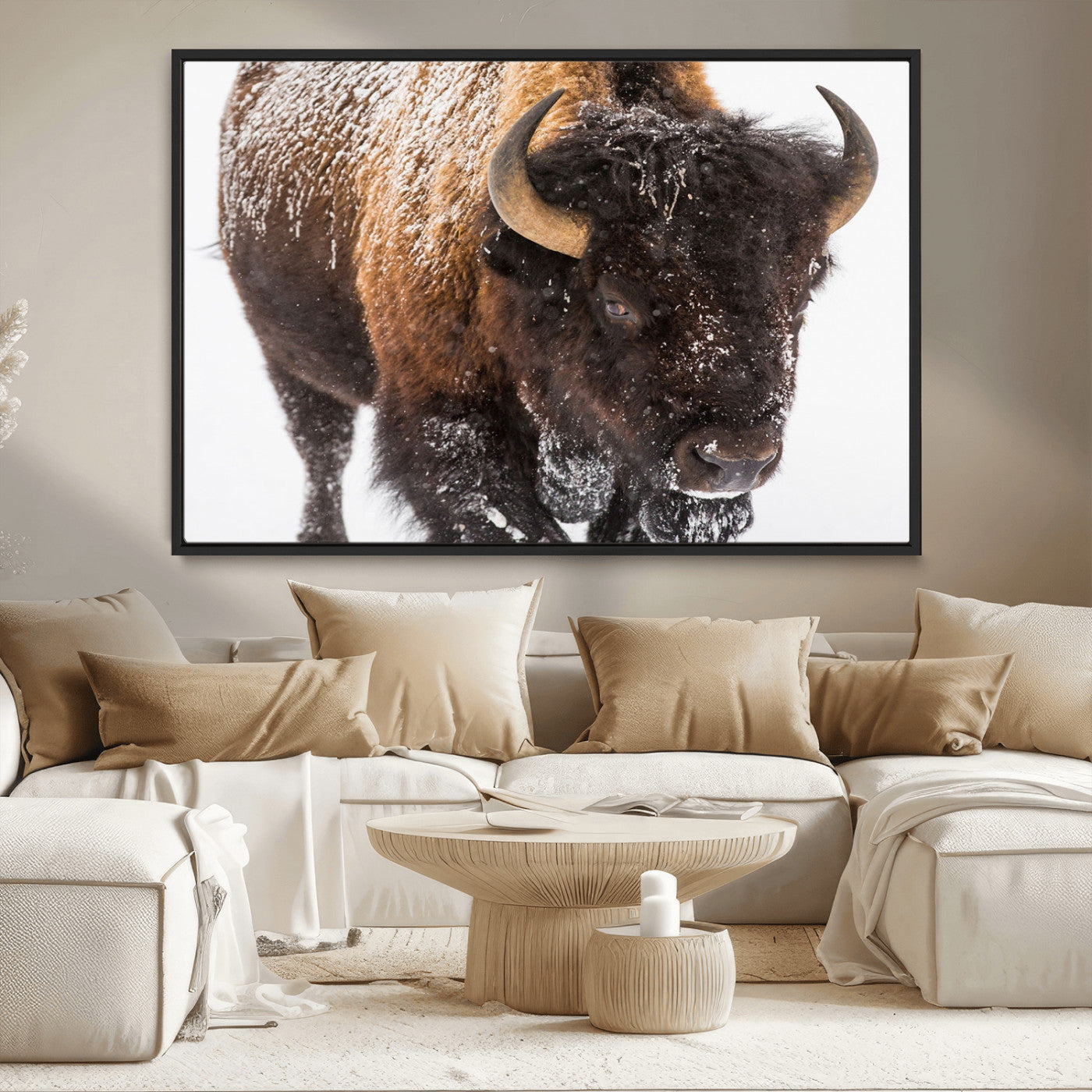 MGV-FC-36X24 - Bison Wall Art Canvas Print For Farmhouse, Wild Animal Wall Art