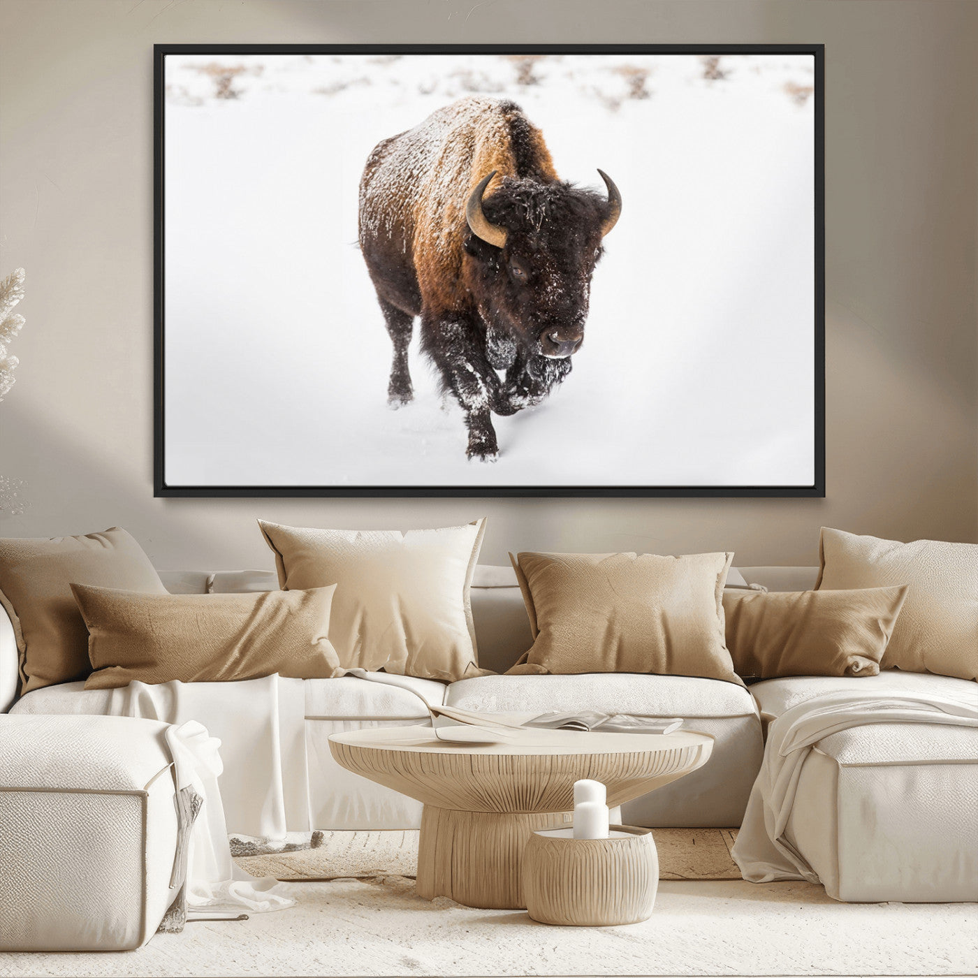 MGV-FC-36X24 - Bison Winter Wall Art Canvas Print For Farmhouse Decor