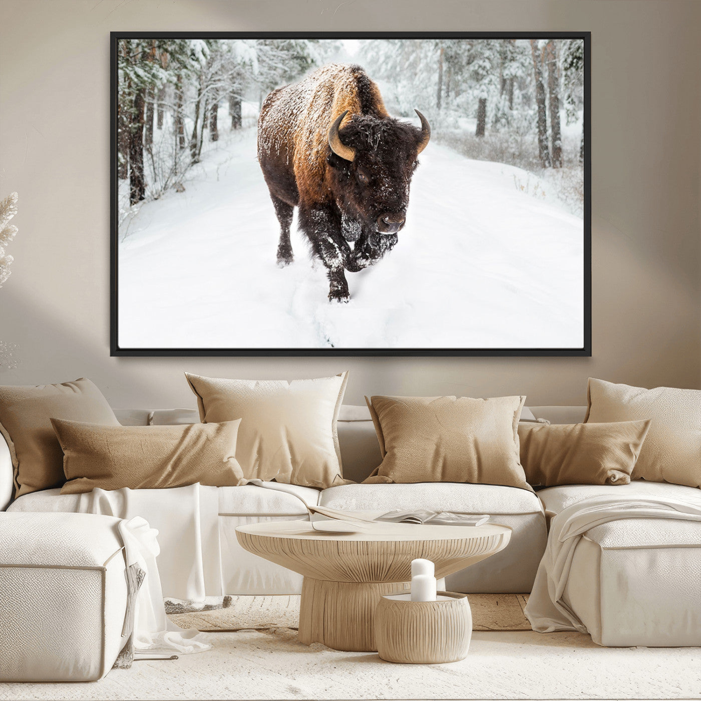 MGV-FC-36X24 - Bison Wall Art Canvas Print For Farmhouse, Animal Canvas Print, Wild Animal Wall Art