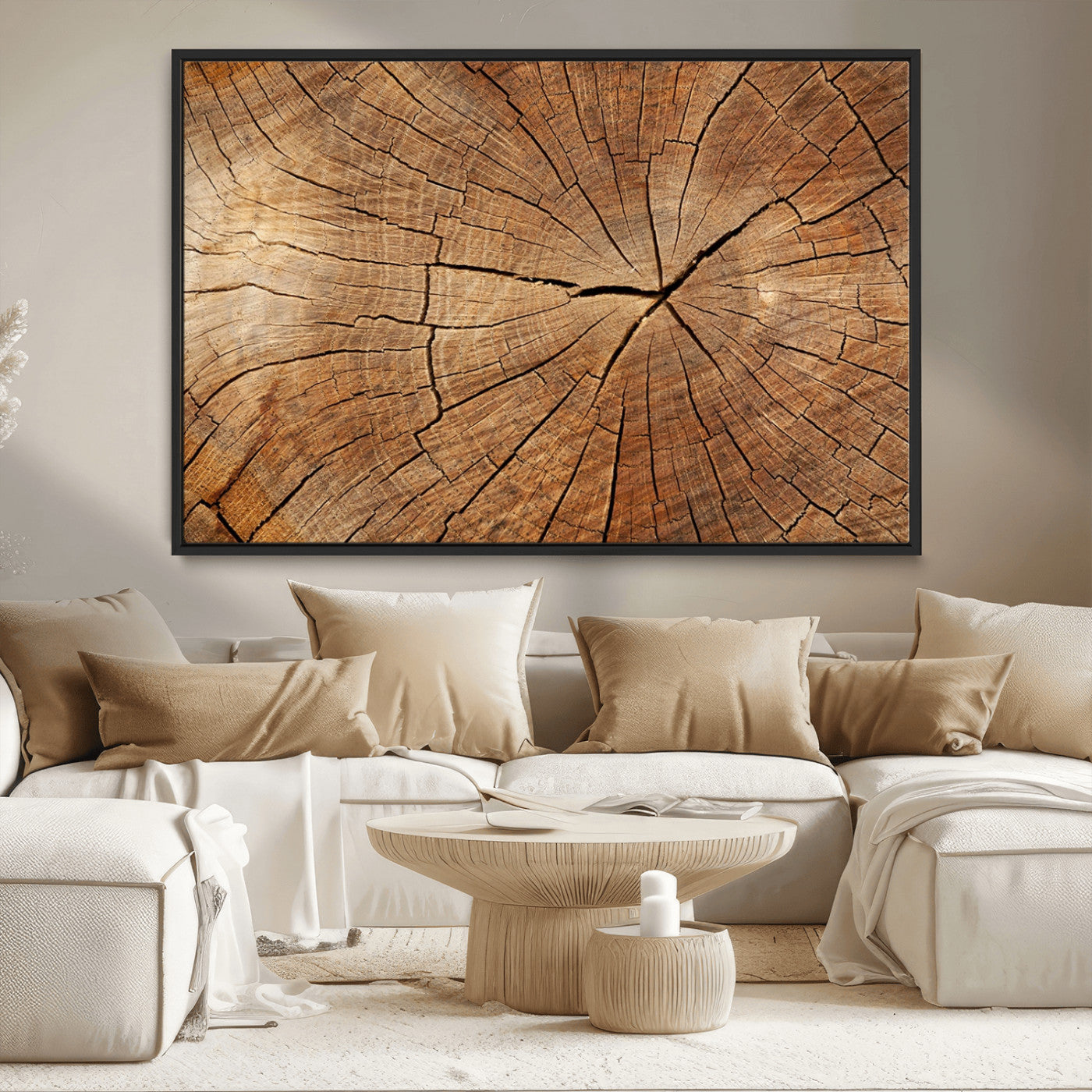 MGV-FC-36X24 - Tree Ring Canvas Art, Rustic Wood Grain Wall Art, Tree Slice Decor for Modern Homes, Giclee Multi-Panel Print, Tree Ring Wall Art Set
