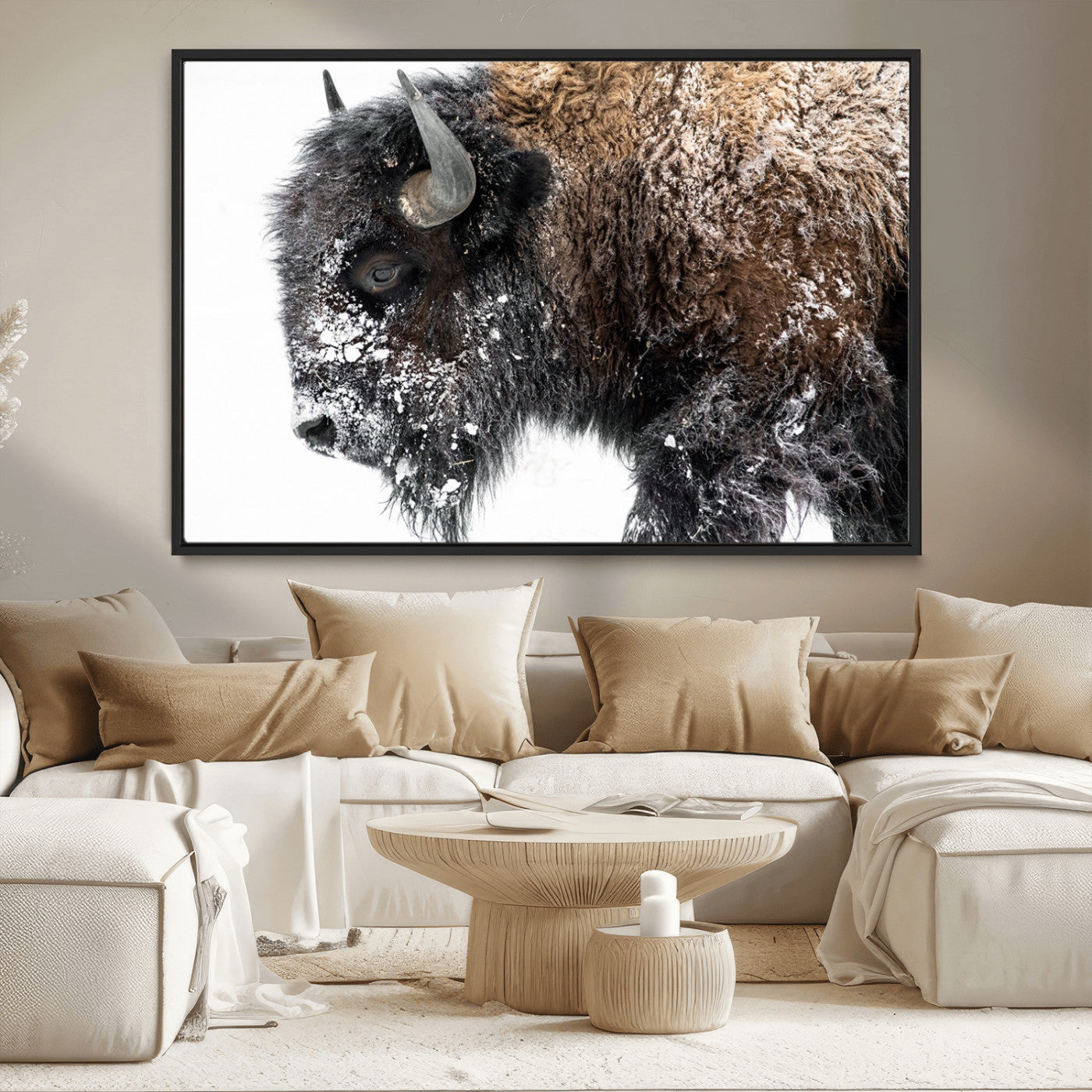 MGV-FC-36X24 - American Bison Wall Art Print | Buffalo Canvas Wall Art |  Framed and Ready to Hang Bison Print for Living Room or Office