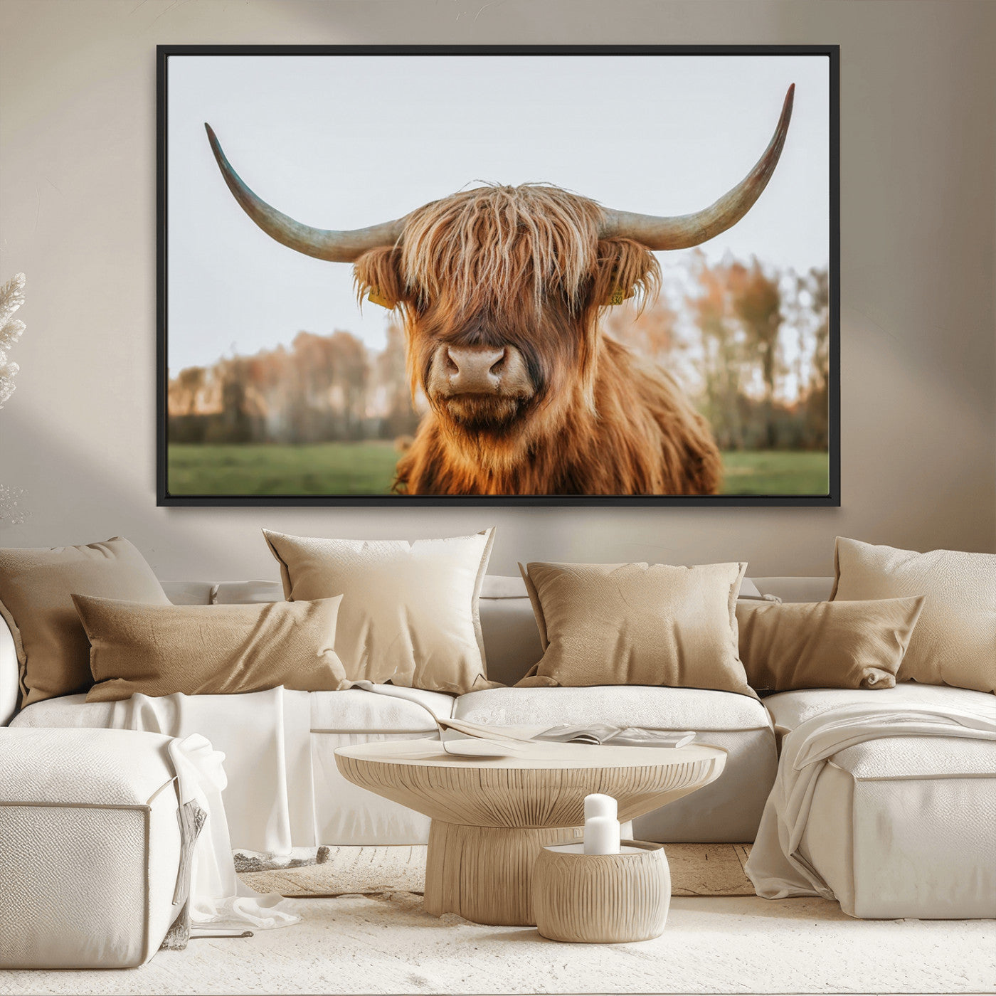 MGV-FC-36X24 - Highland Cow Animal Scottish Cattle Art Print Farmhouse Wall Art Canvas Print