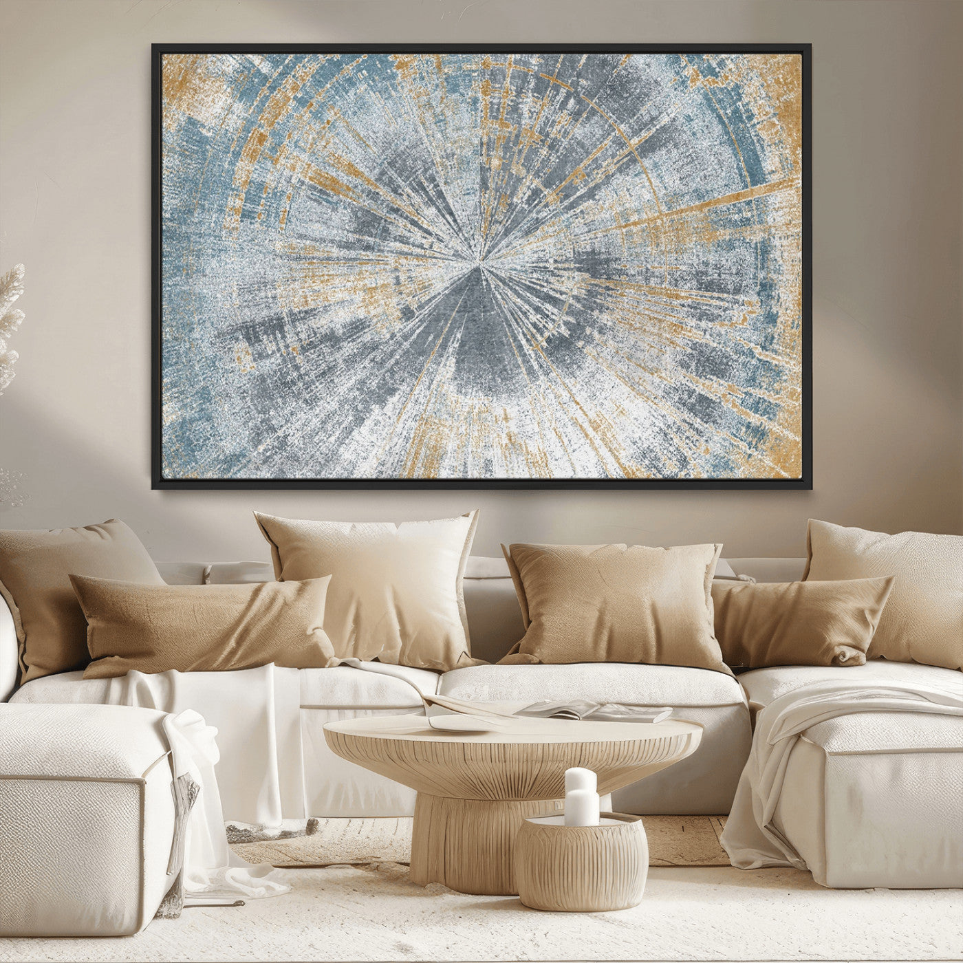 MGV-FC-36X24 - Radiant Abstract Wood Rings Canvas Art – Modern Triptych Wall Decor for Living Room or Farmhouse Decor