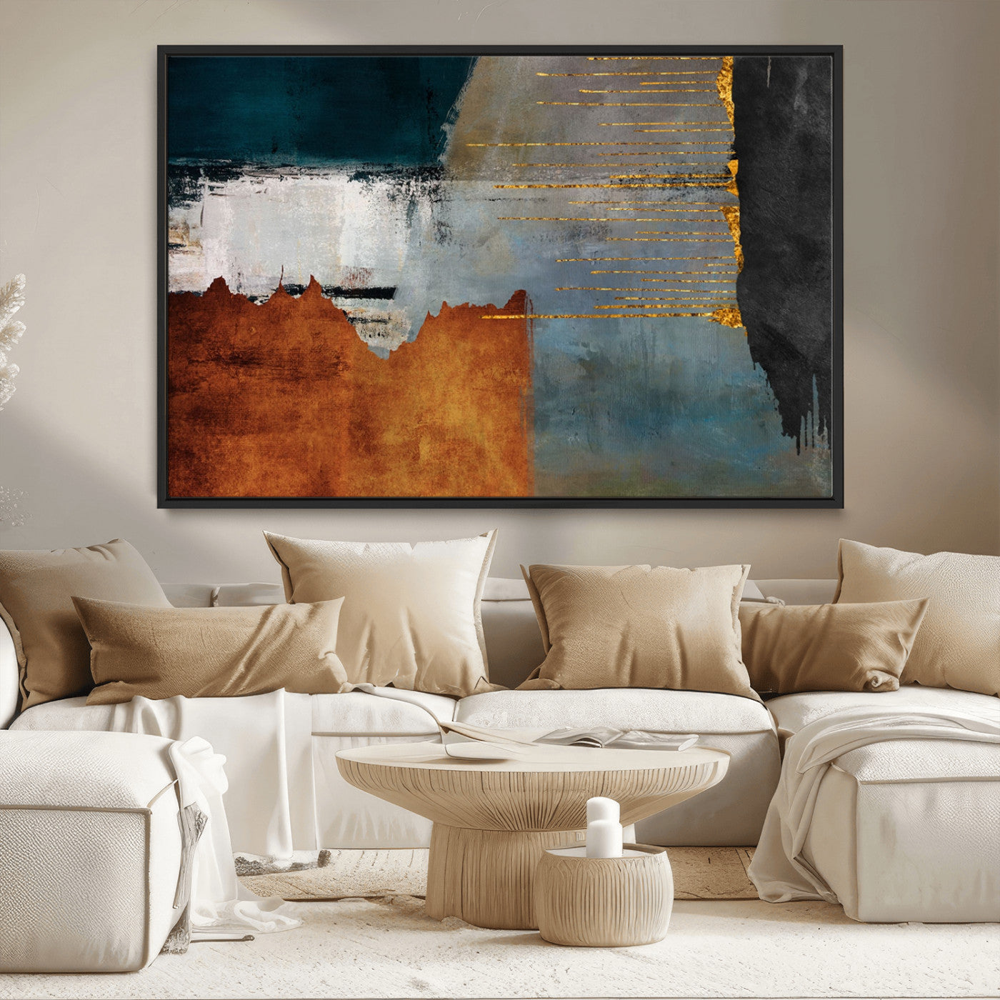 MGV-FC-36X24 - Modern Abstract Canvas Art Canvas Print - Framed and Ready to Hang Artwork for Contemporary Living Room or Office Decor