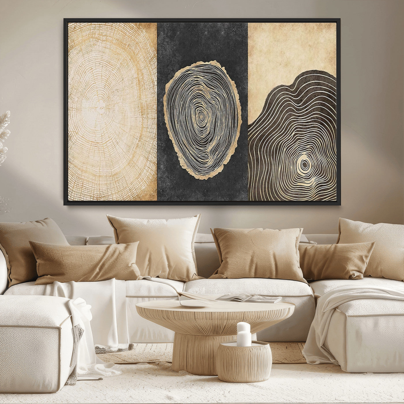 MGV-FC-36X24 - Tree Rings Canvas Wall Art Print – Minimalist Natural History in Modern Decor - Minimalist Boho Wall