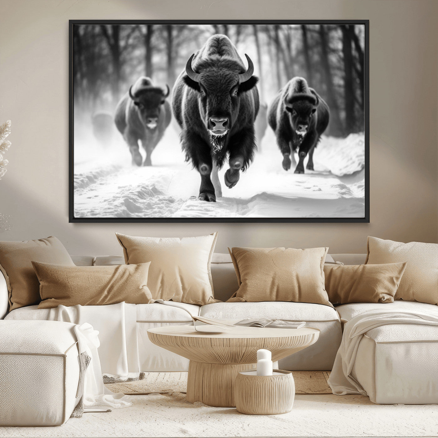 MGV-FC-36X24 - Buffalo Wall Art Canvas Print, Bison Family Wall Art Canvas Print