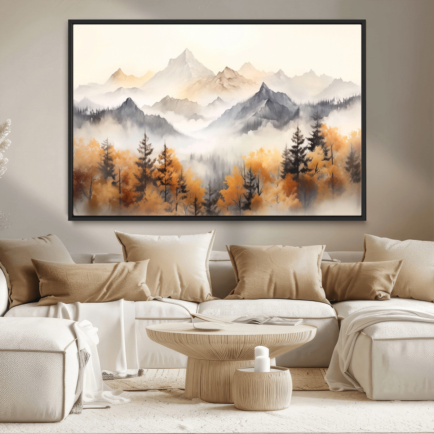 MGV-FC-36X24 - Abstract Mountain Wall Art | Misty Mountain Forest and Mountains Canvas Print for Living Room,