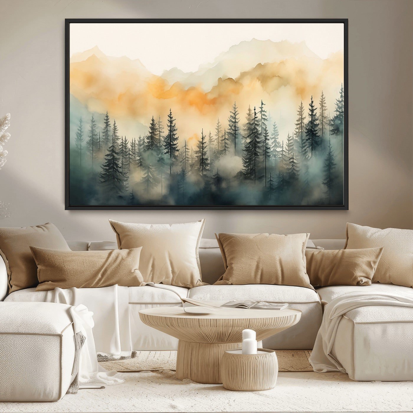34155-MGV-CV-36X24-Abstract Forest Print - Mountain Wall Art | Autumn Landscape Canvas Print for Living Room, Bedroom, or Office | Large Wall Art Decor