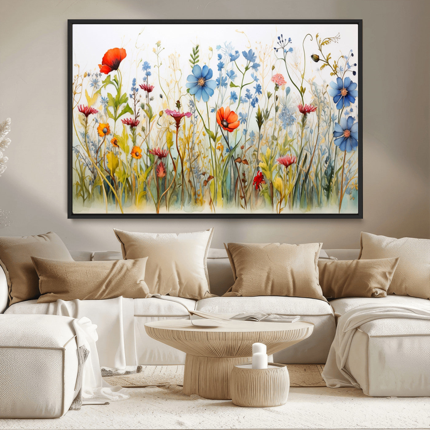 MGV-FC-36X24 - Colorful Wildflower Canvas Wall Art - Vibrant Floral Botanical Print, Bright Nature Decor for Living