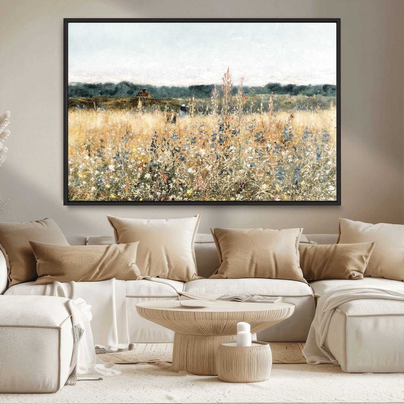 MGV-FC-36X24 - Wildflower Field Wall Art Canvas | Nature-Inspired Landscape Canvas Print for Living Room or Office | Rustic Floral Decor
