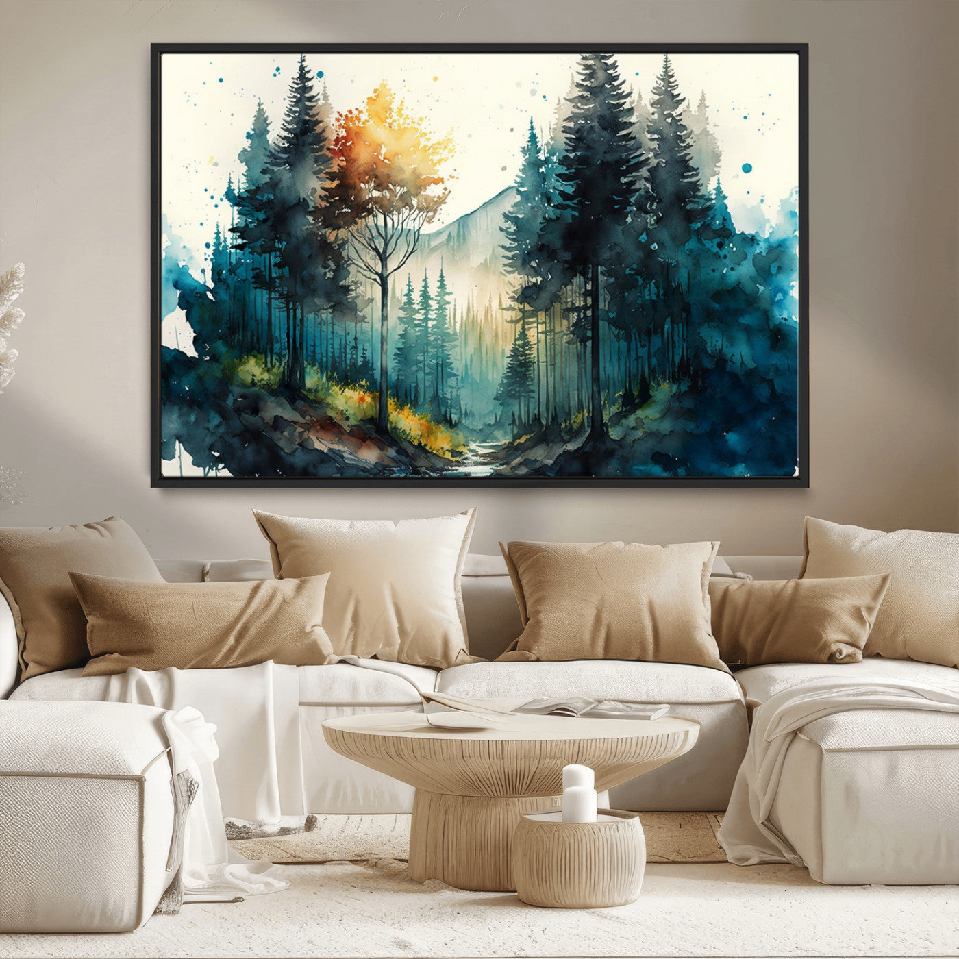 MGV-FC-36X24 - Watercolor Trees Forest Abstract Wall Art Canvas Print