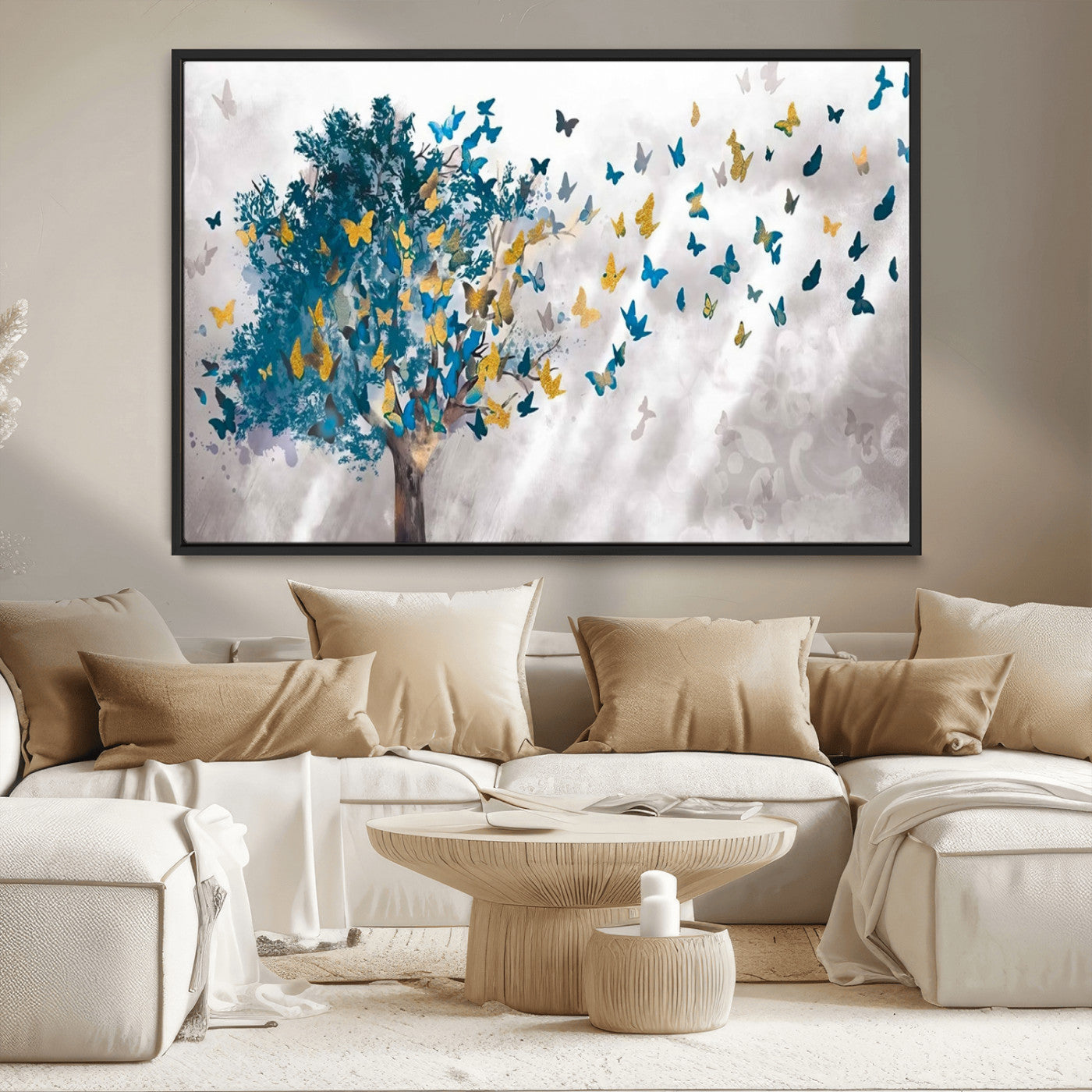 MGV-FC-36X24 - Tree Butterfly Abstract Tree and Butterfly Wall Art Canvas Print