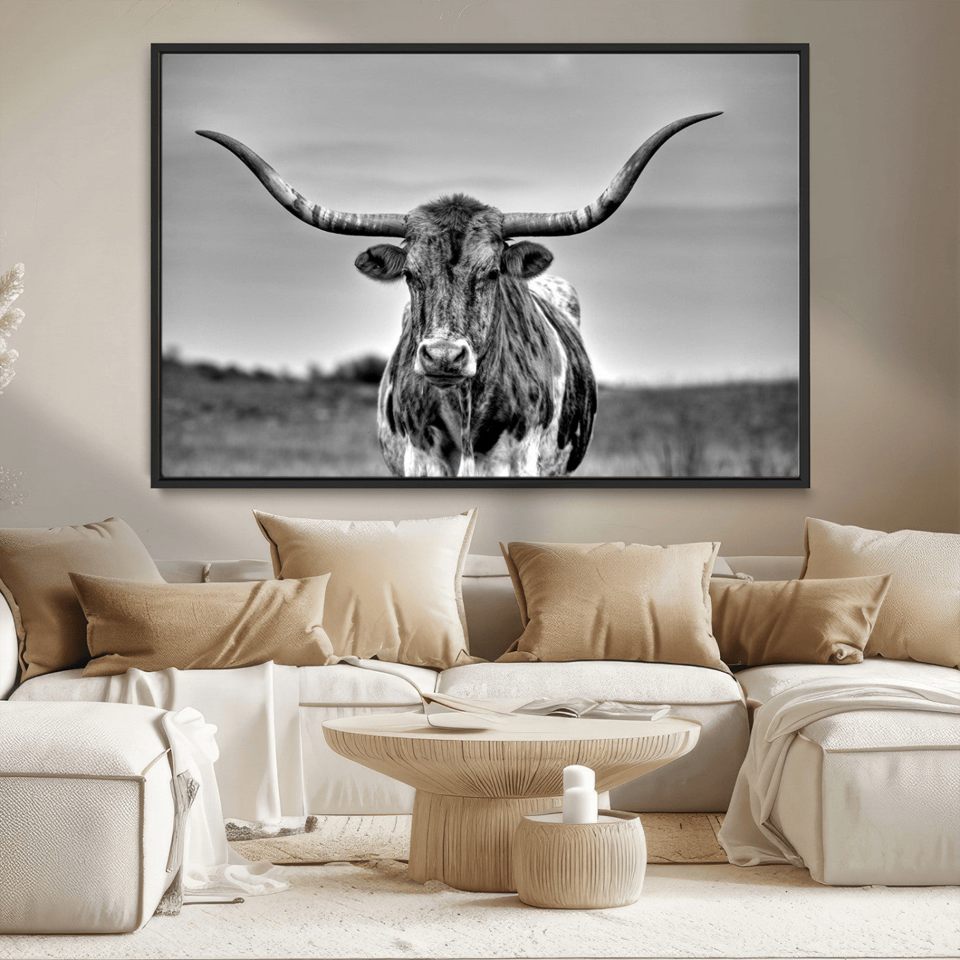 MGV-FC-36X24 - Texas Longhorn Cpw Wall Art, Texas Longhorn Canvas, Cattle Canvas Print