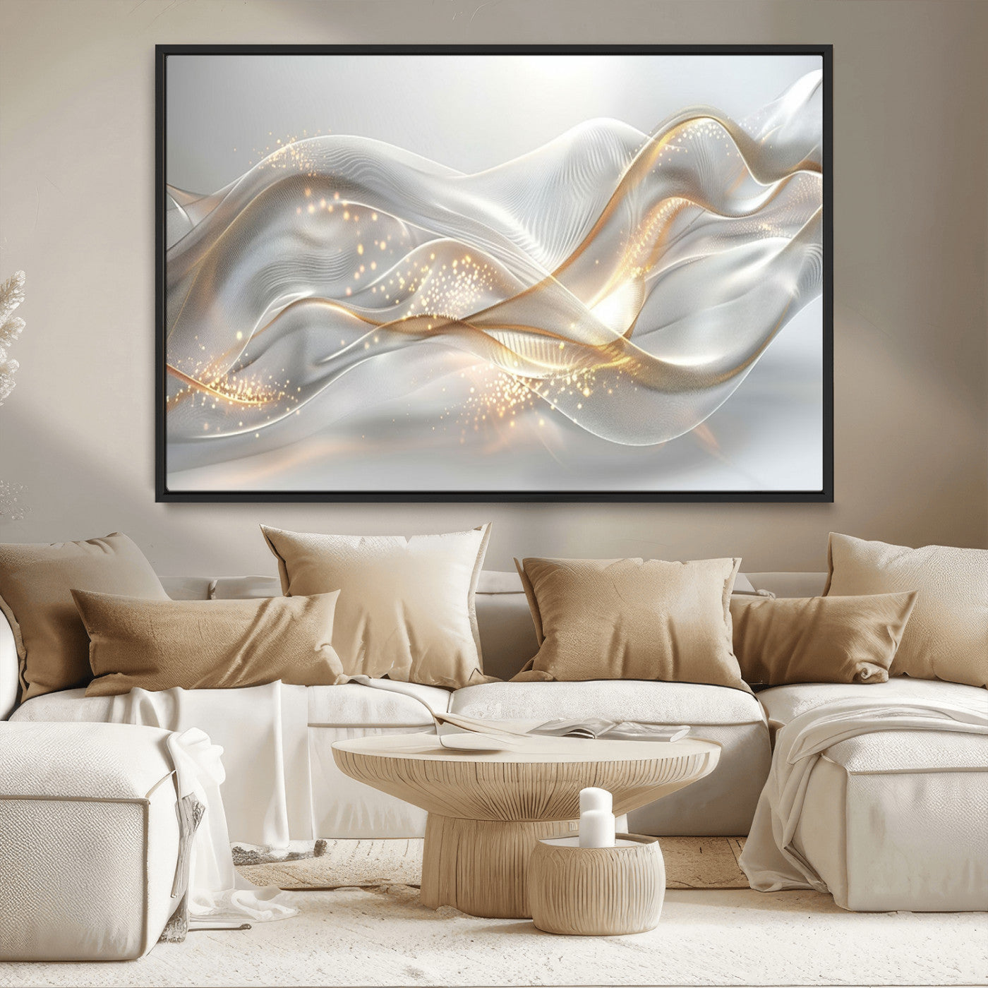 -Abstract art Grey and Gold Lines Wall Art