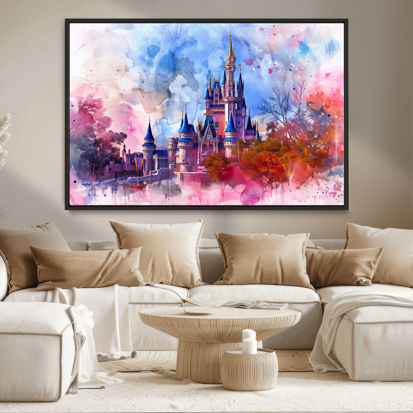 MGV-FC-36X24 - Disney Wall Art: Dreamy Watercolor Cinderella Castle Canvas Print