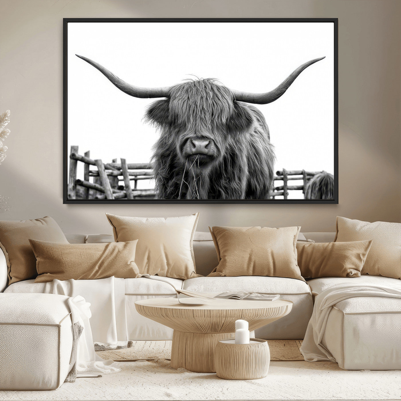 -Longhorn Canvas Print, Bighorn Cow Wall Art Canvas Print
