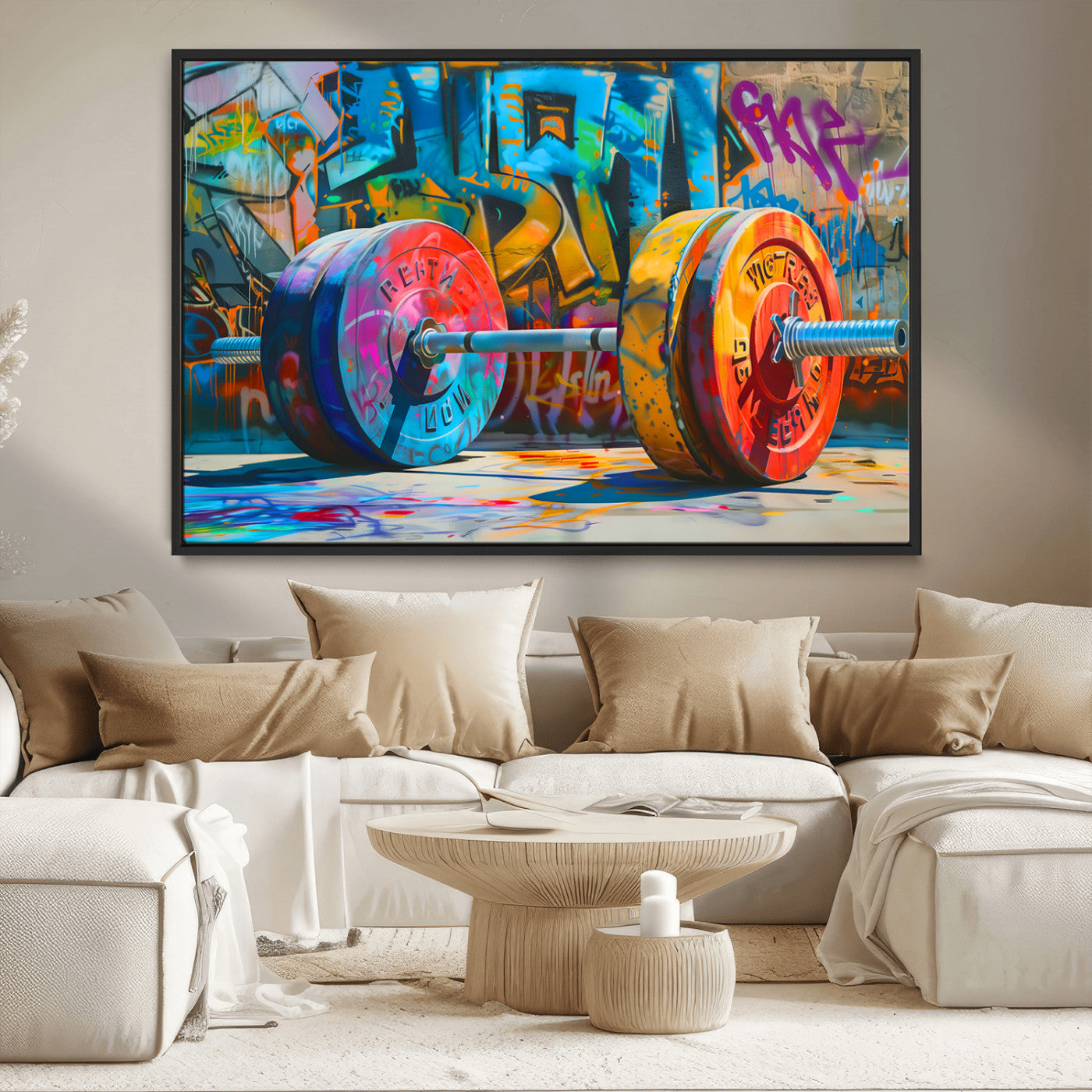 MGV-FC-36X24 - Fitness Gym Barbell Graffiti Wall Art Canvas Print
