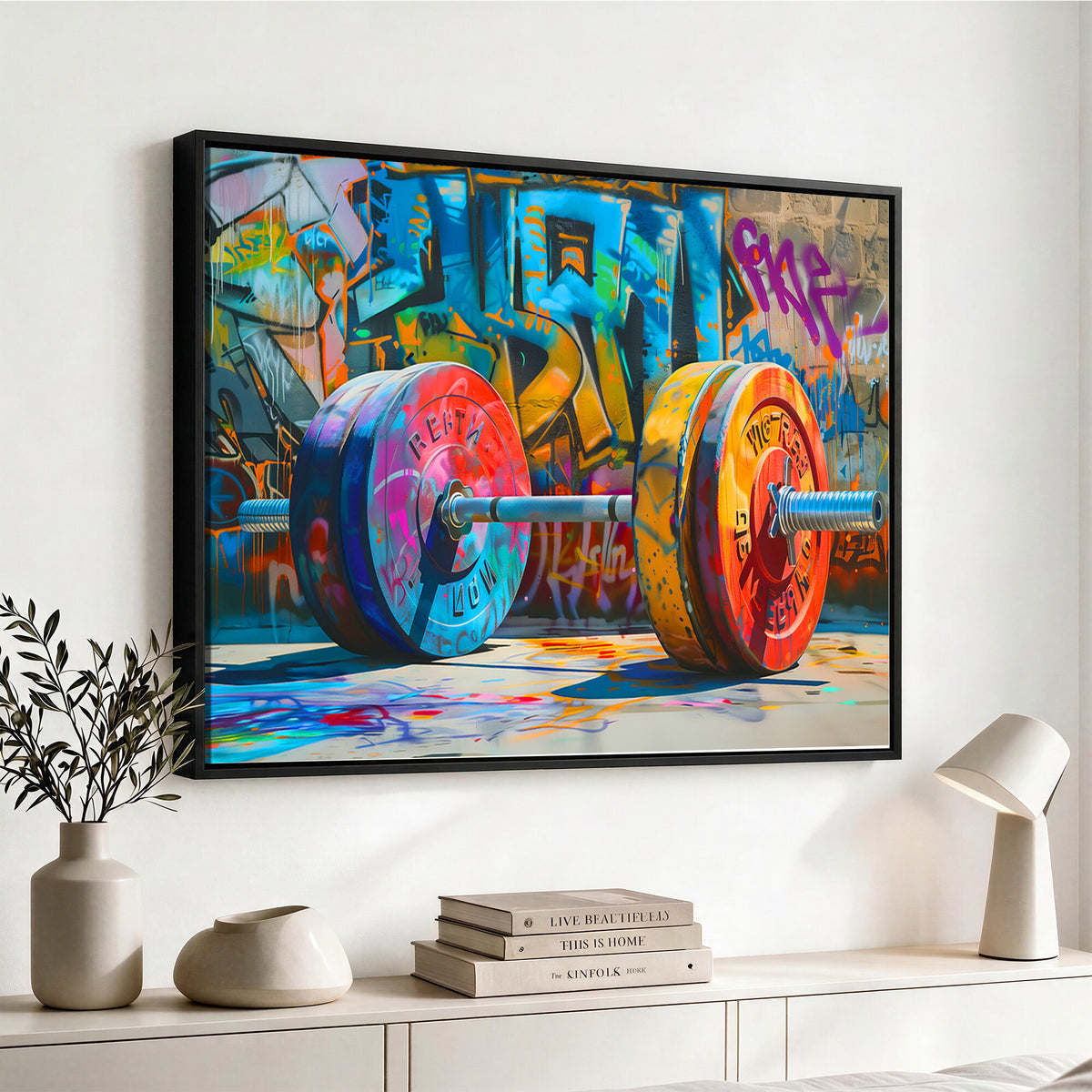 70871-MGV-CV-36X24 - Fitness Gym Barbell Graffiti Wall Art Canvas Print